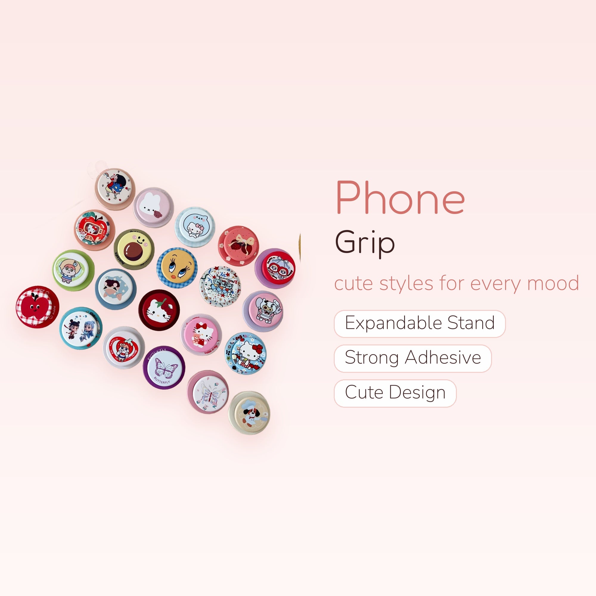 Assorted Kawaii Cartoon Character Phone Grips | Cute Pop Socket Stands for Girls