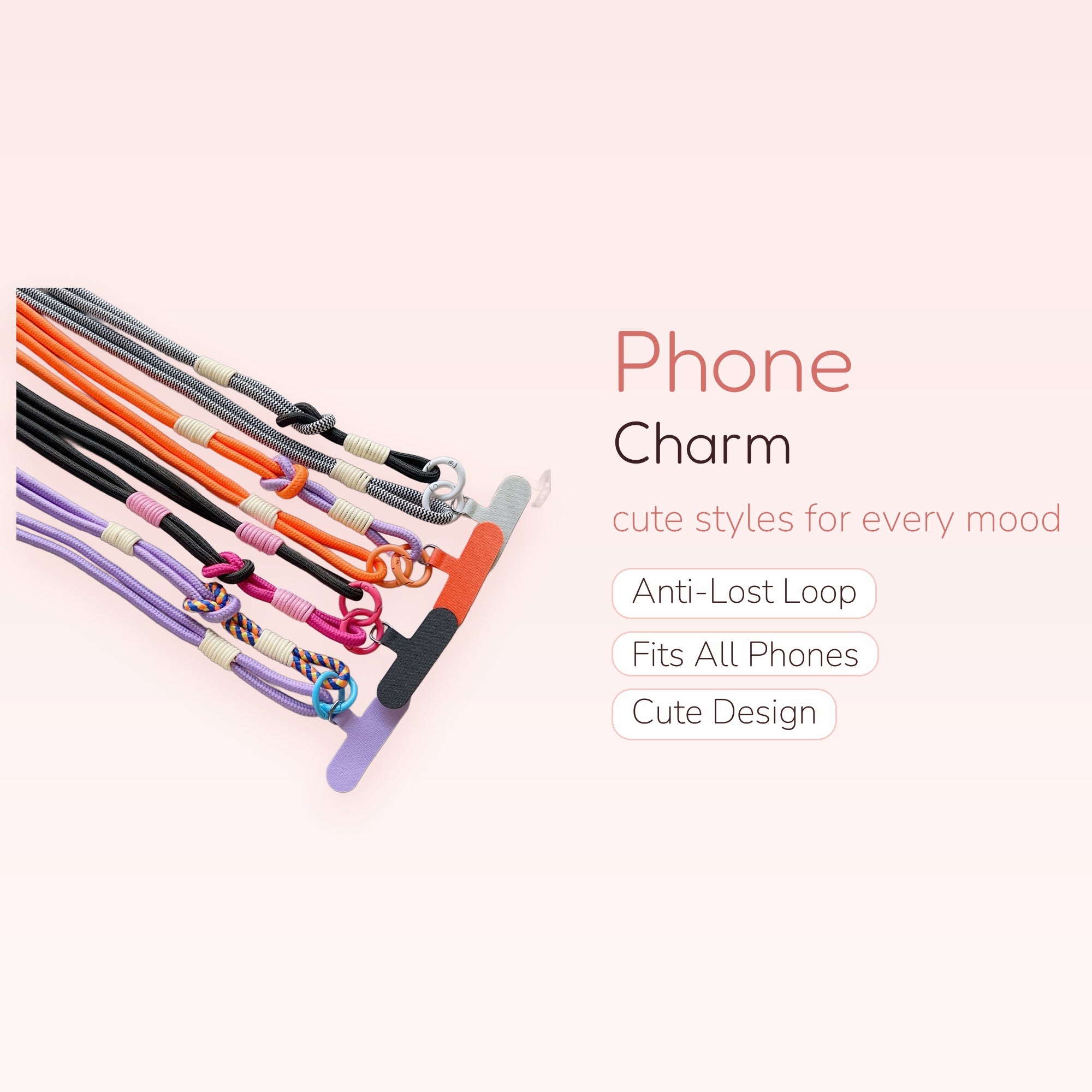Colorful Braided Rope Phone Lanyard | Aesthetic Crossbody Strap with Phone Tab