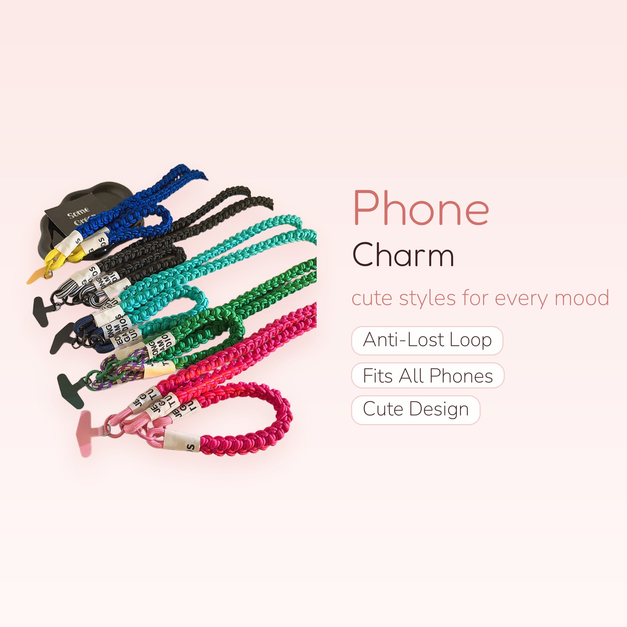 Braided Rope Phone Charm Strap | Colorful Woven Wrist Lanyard