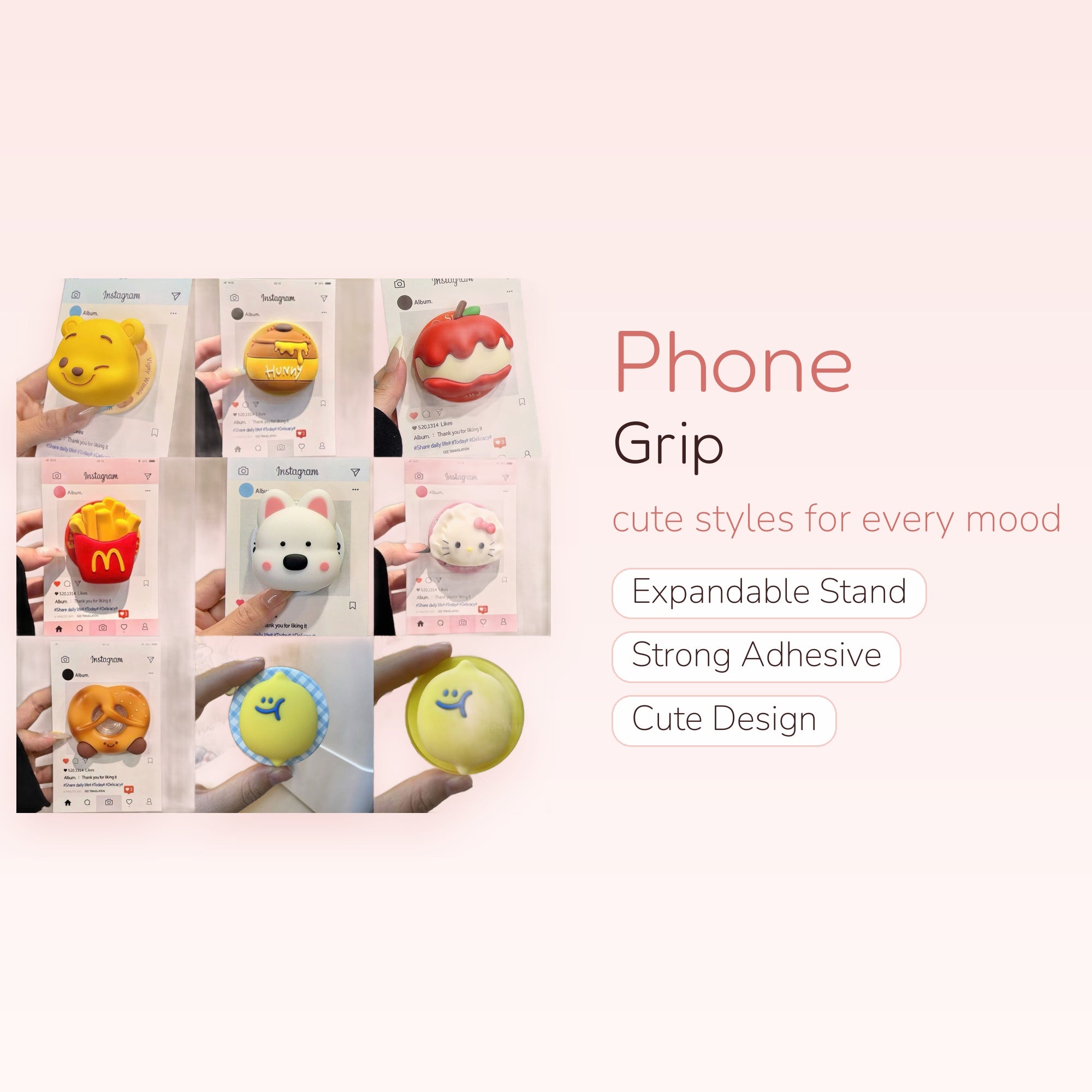 Cute Cartoon Character Phone Grip | Kawaii Pop Socket Stand for Phones