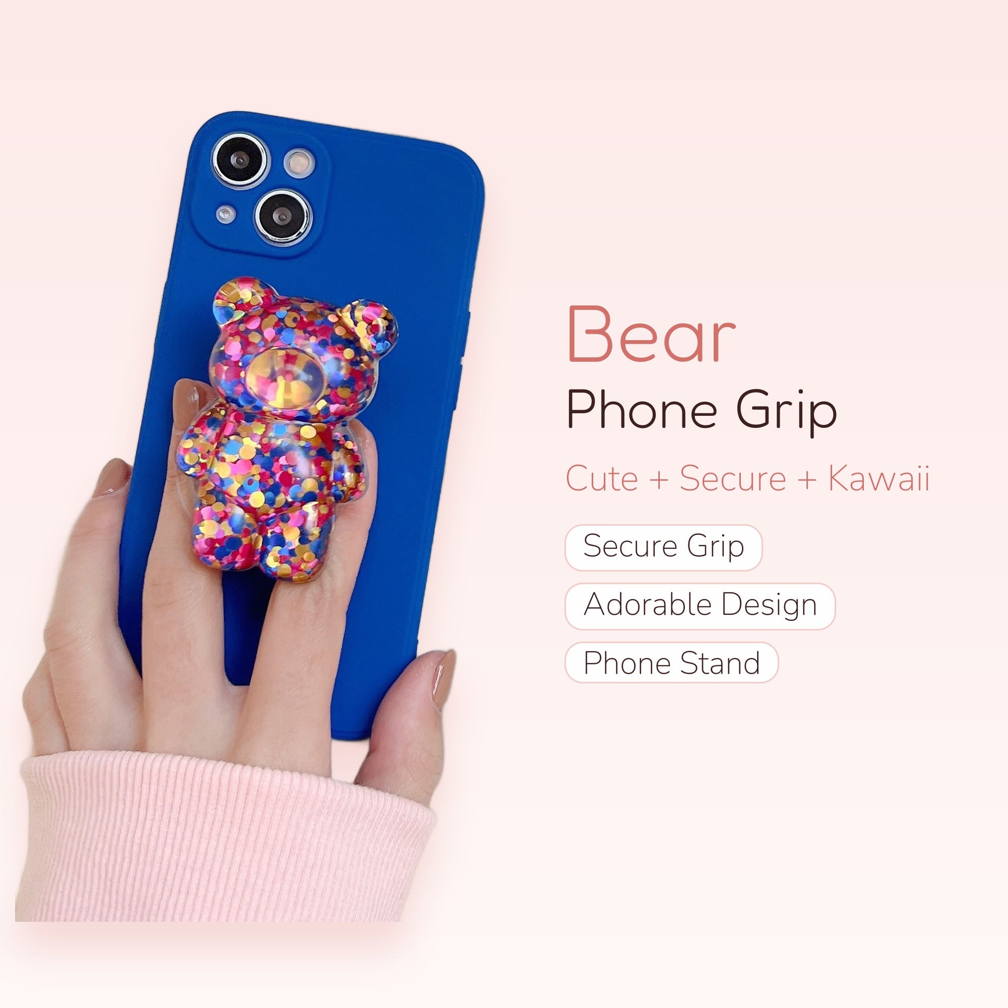 Cute Bear Heart Phone Grip | Kawaii Pop Socket Stand