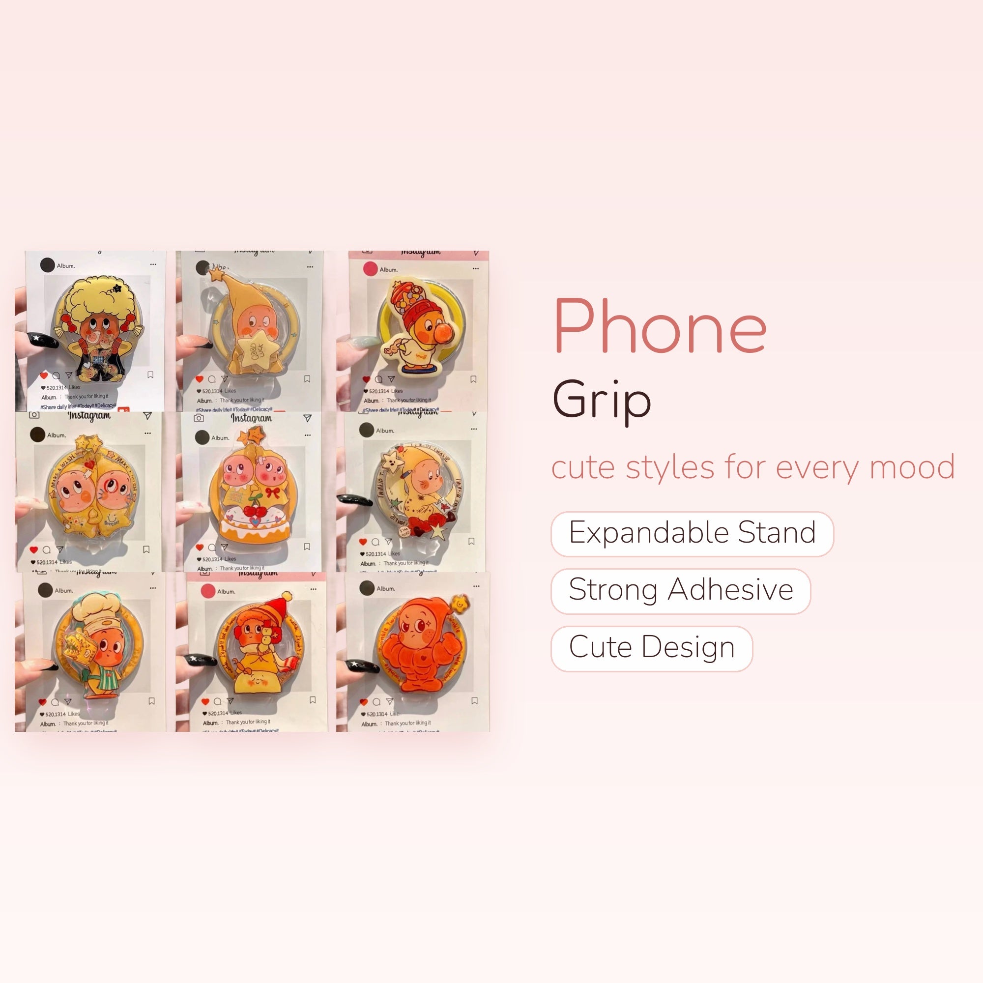 Kawaii Cartoon Character Phone Grip Collection | Cute Acrylic Pop Socket Stand