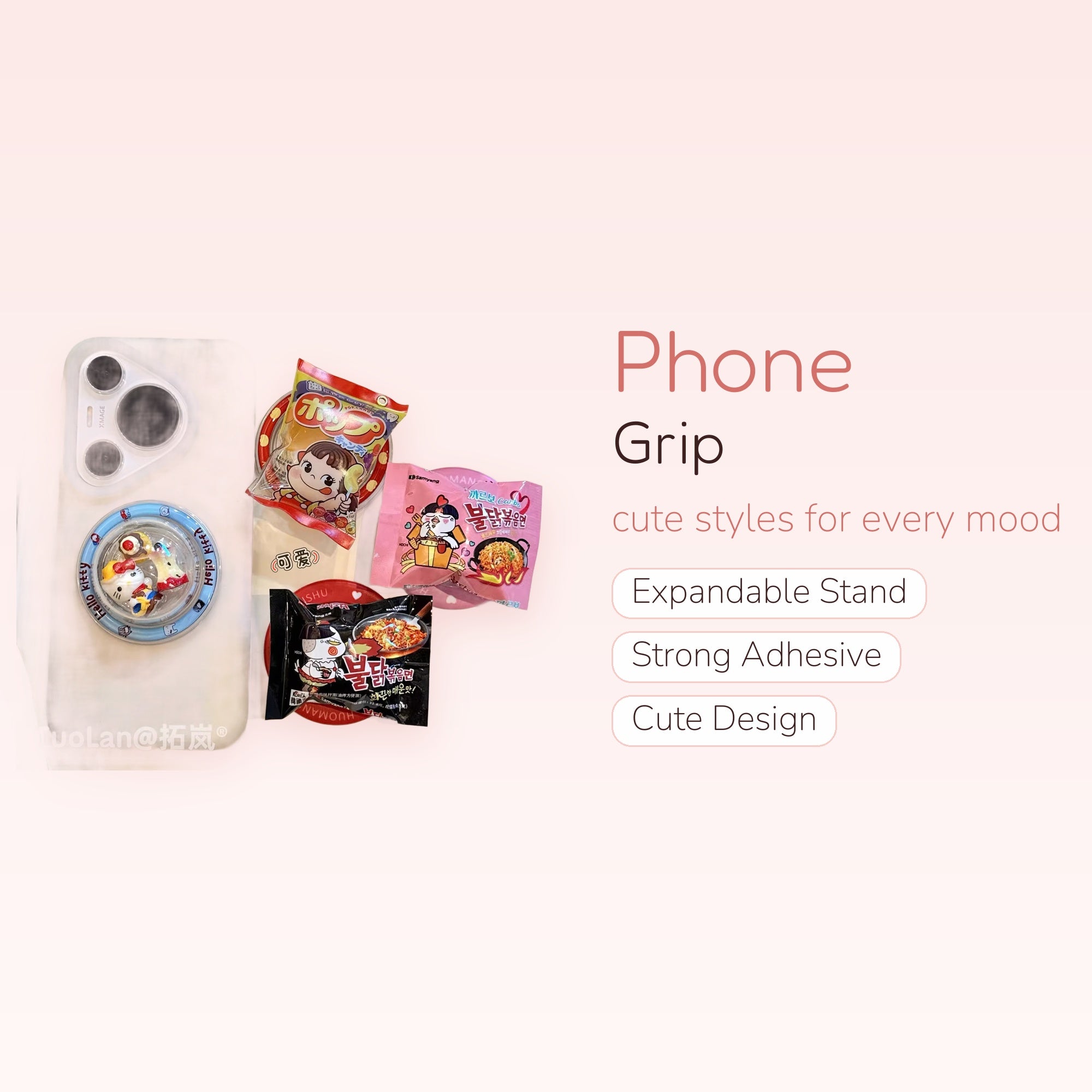 Kawaii Hello Kitty Liquid Shaker Phone Grip | Cute Blue Glitter Pop Socket Stand