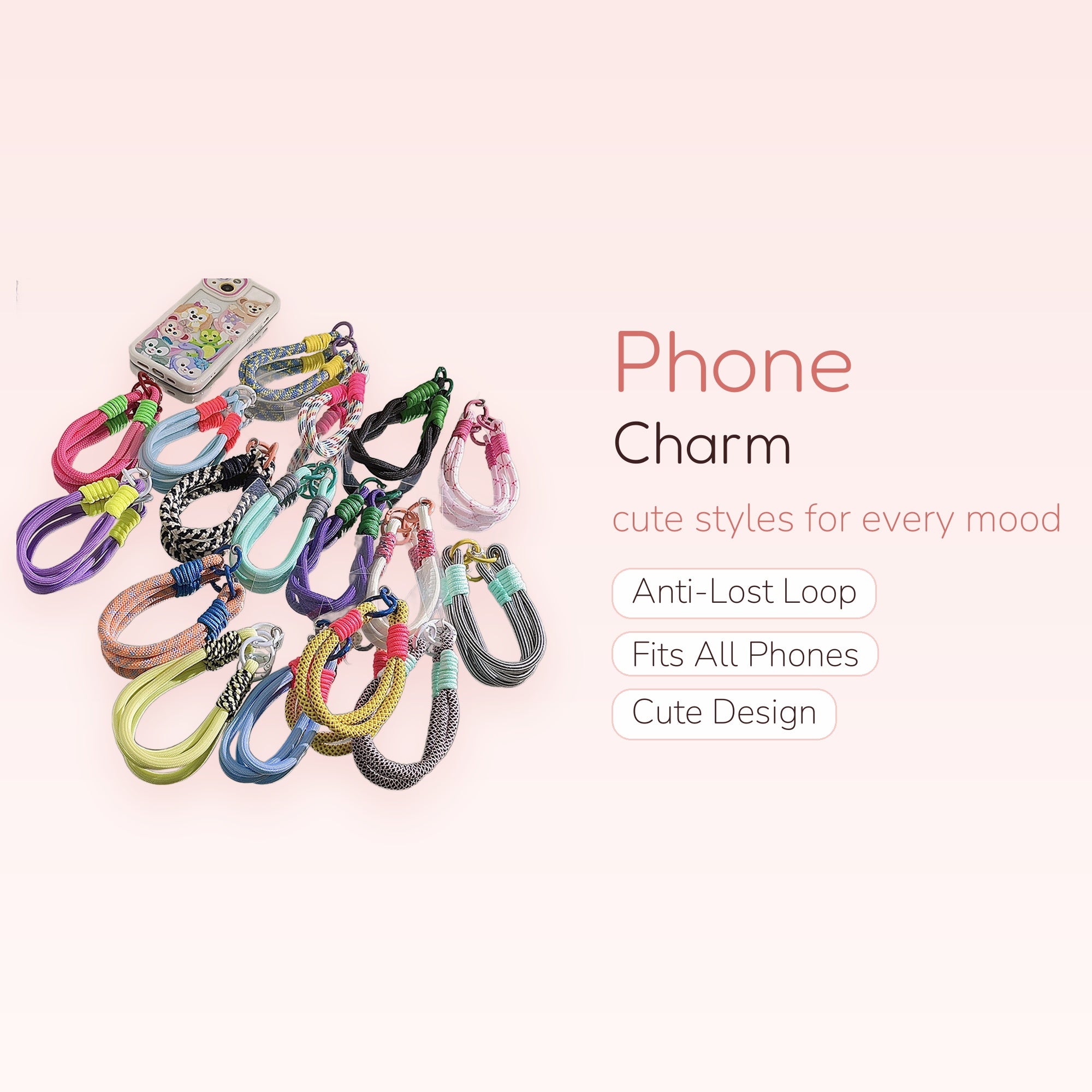 Colorful Braided Rope Phone Charm Wristlet | Aesthetic Hand Strap Lanyard