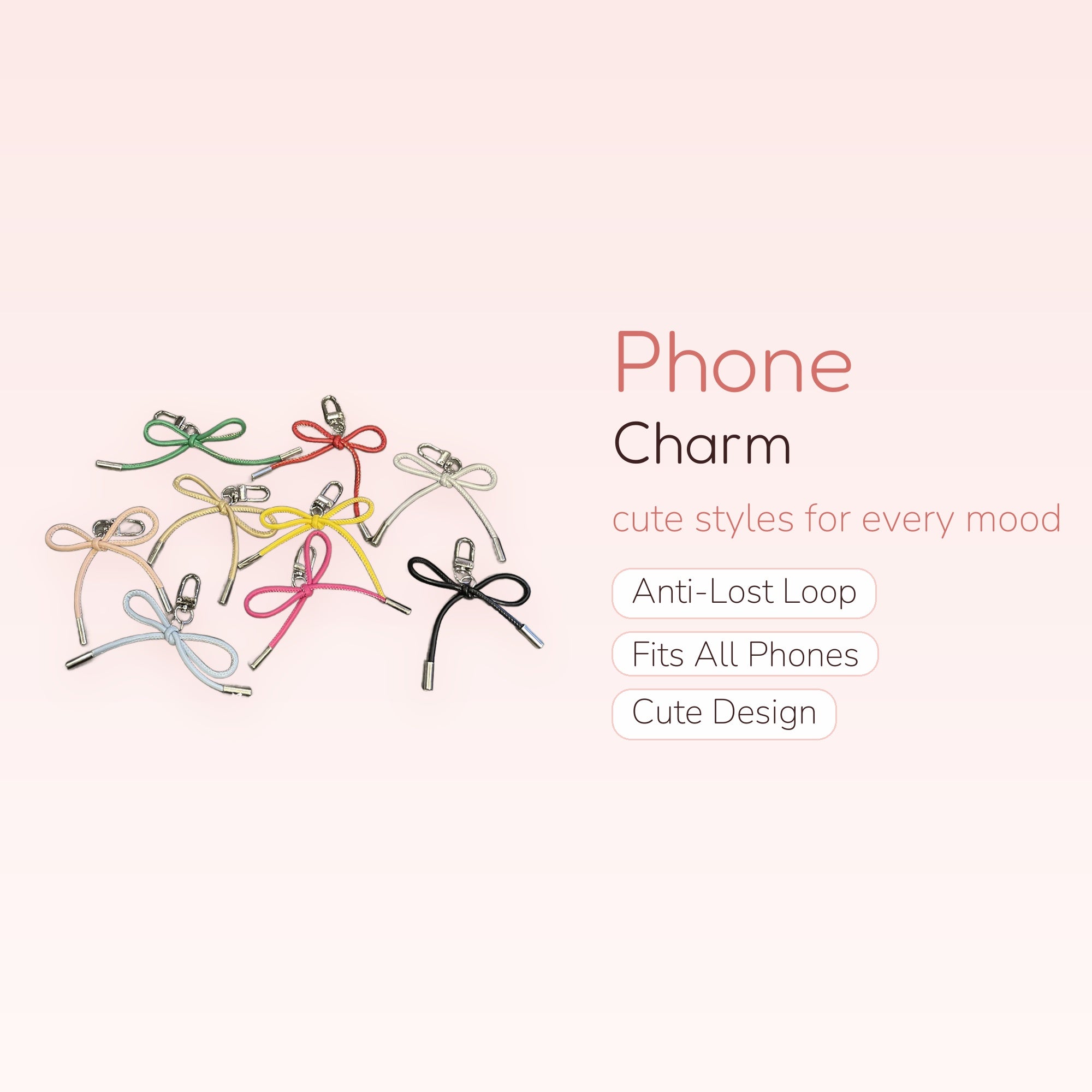 Cute Bowknot Shoelace Phone Charm | Colorful Leatherette Wrist Strap Keychain