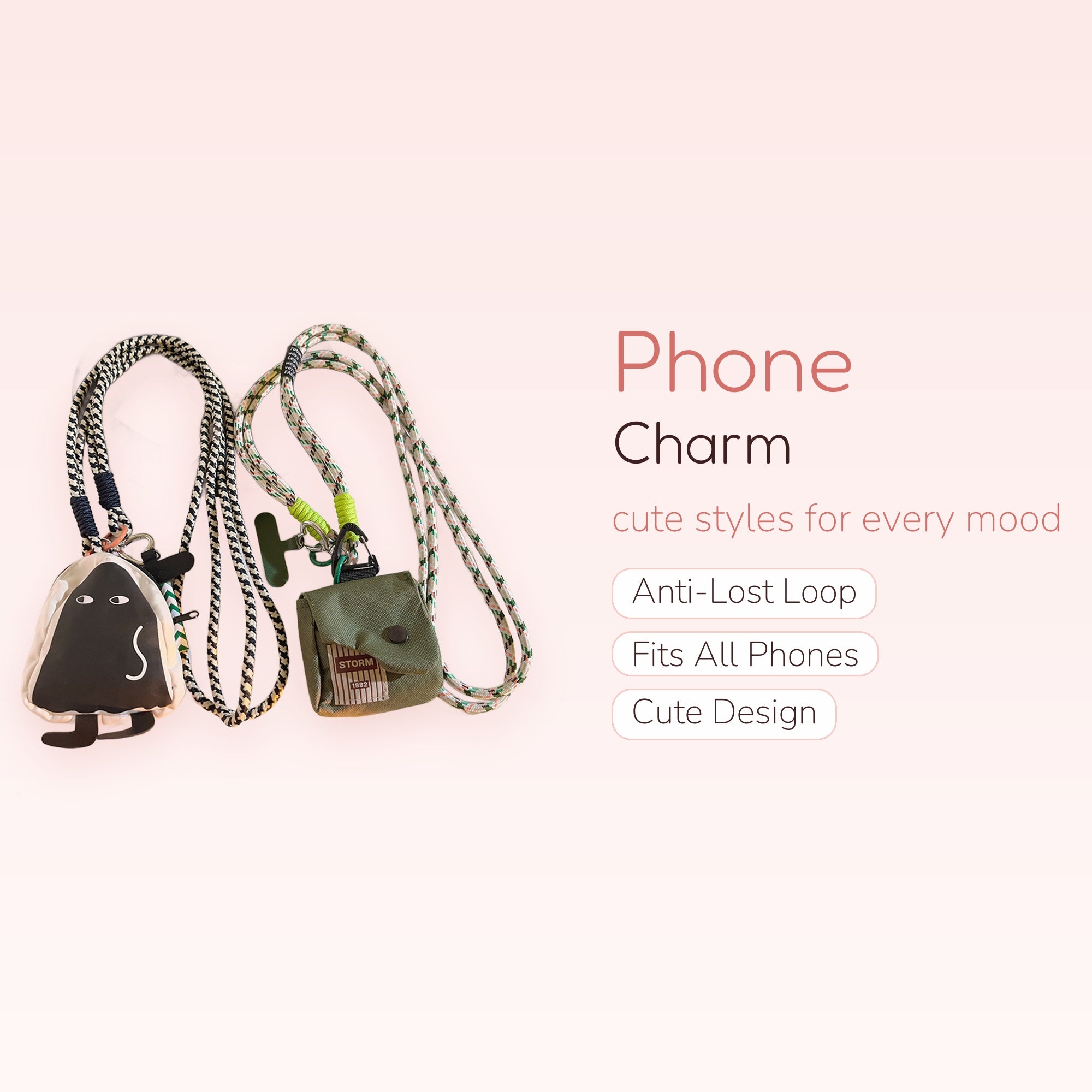 Cute Cartoon Ghost & Mini Pouch Phone Lanyard | Aesthetic Crossbody Phone Strap