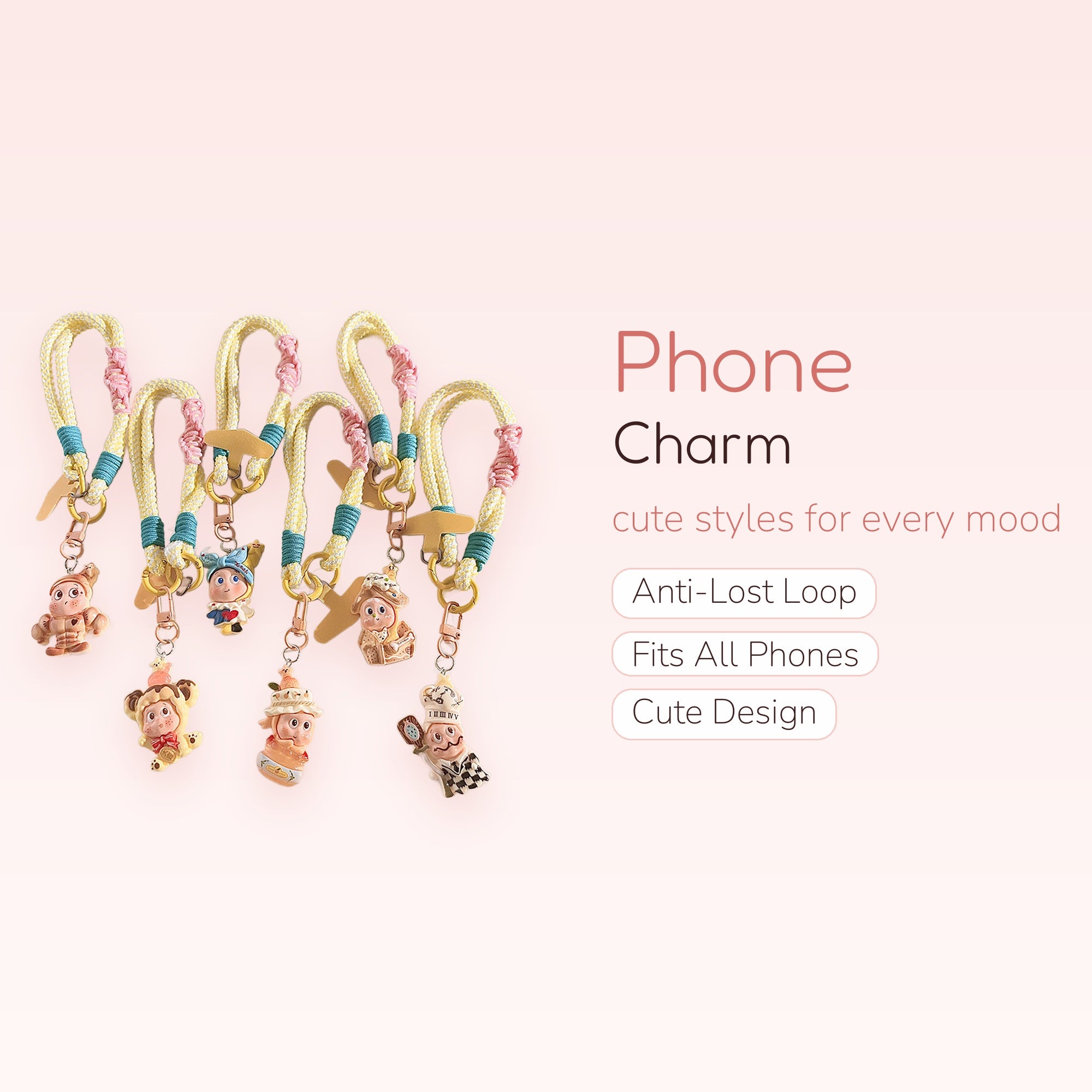 SIMPLYBUBBI — Whimsical Dessert Chef Phone Strap | Kawaii Gold Star Lanyard