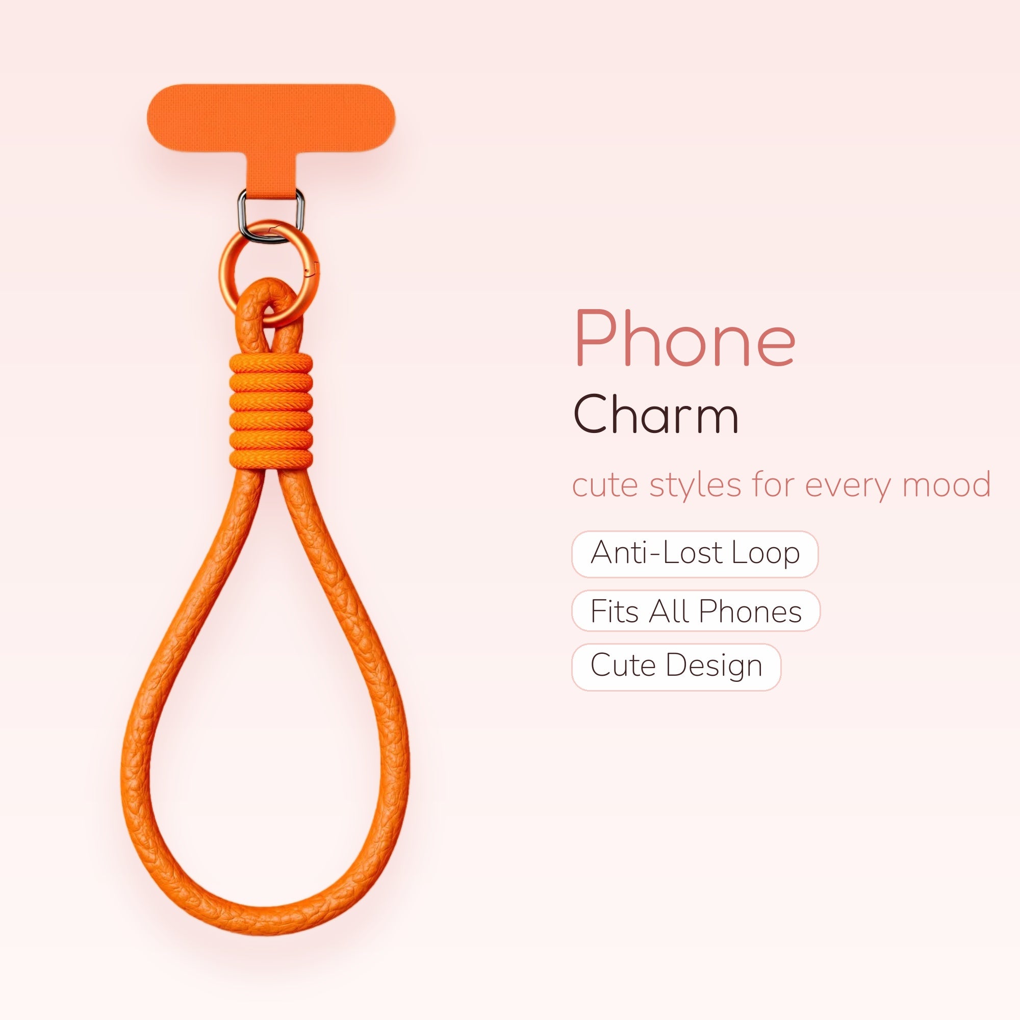 Orange Noose Phone Charm | Unique Macrame Lanyard for Phone