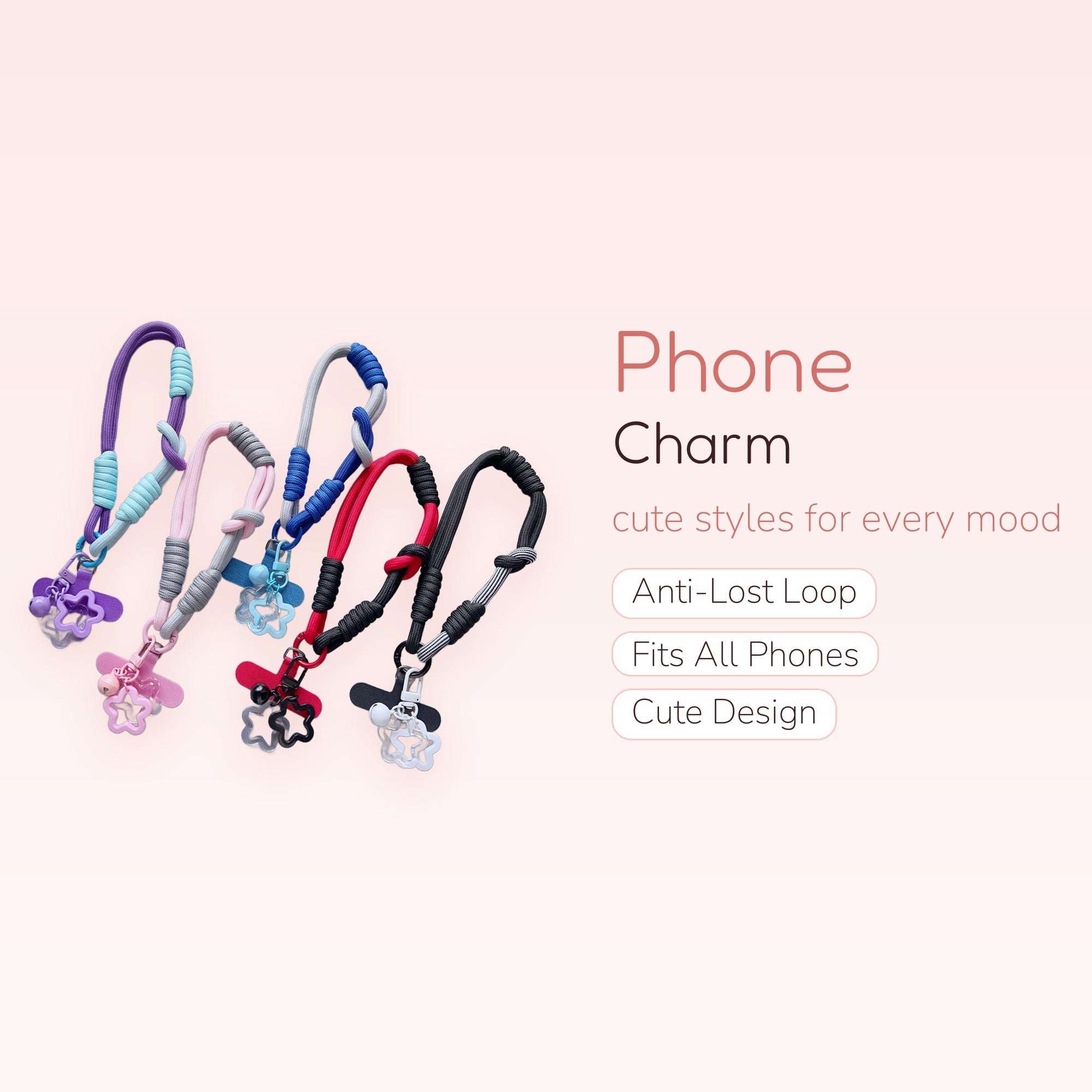 SIMPLYBUBBI — Two-Tone Star Rope Phone Strap | Kawaii Wrist Lanyard