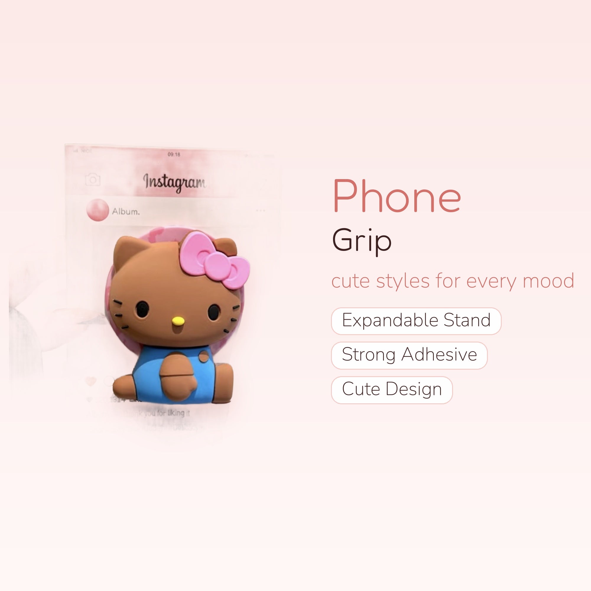 Cute Hello Kitty Silicone Phone Grip | Kawaii Pop Socket Stand for iPhone