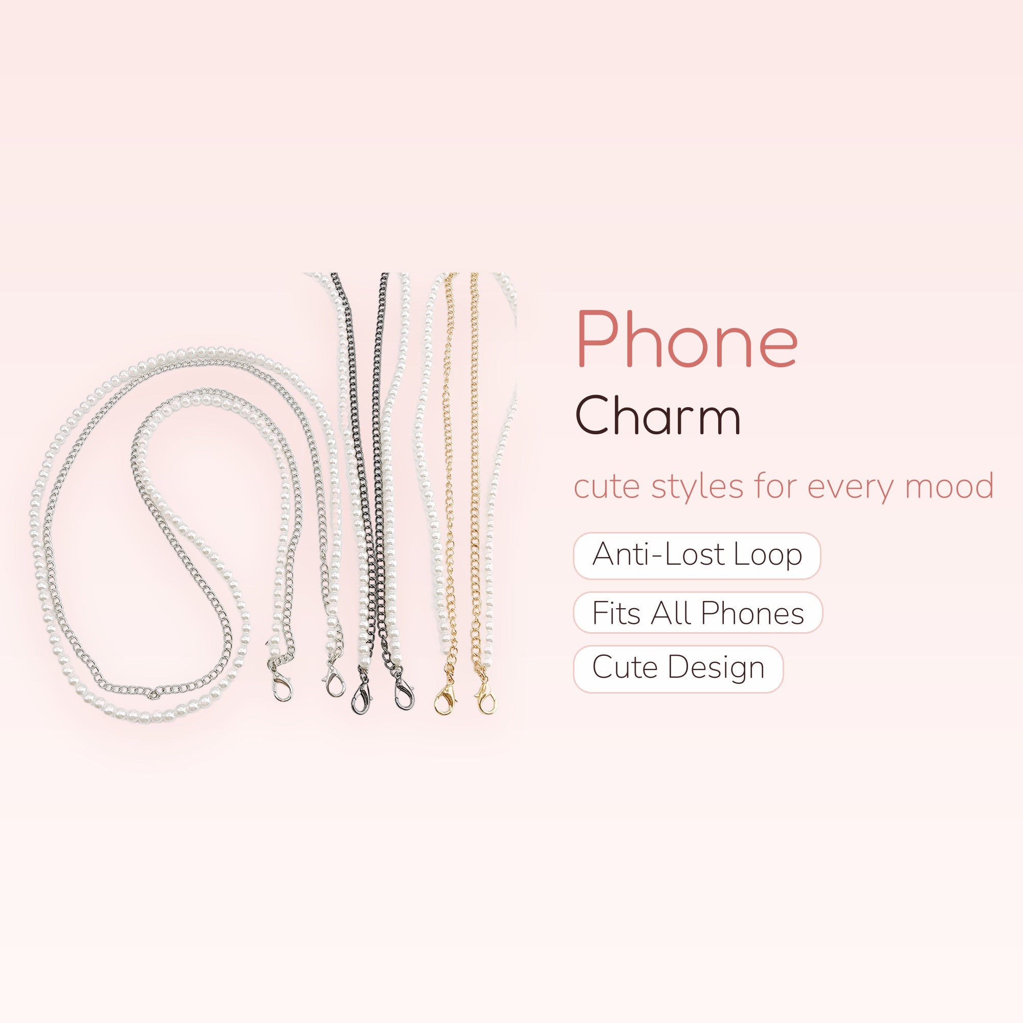 Elegant Pearl & Chain Phone Charm Lanyard | Chic Beaded Wrist Strap