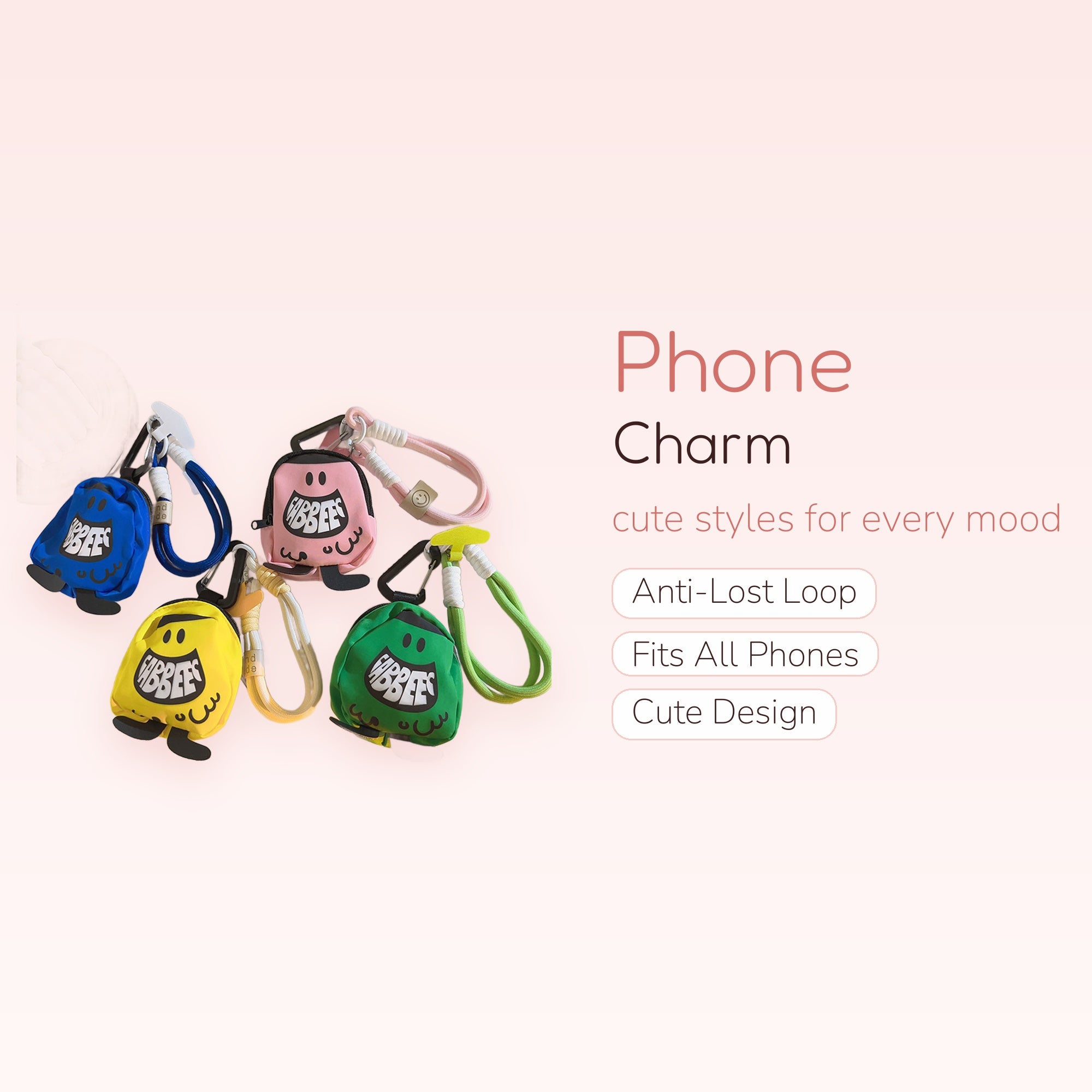 Kawaii Mini Backpack Phone Charm | Cute Cartoon Character Wrist Lanyard