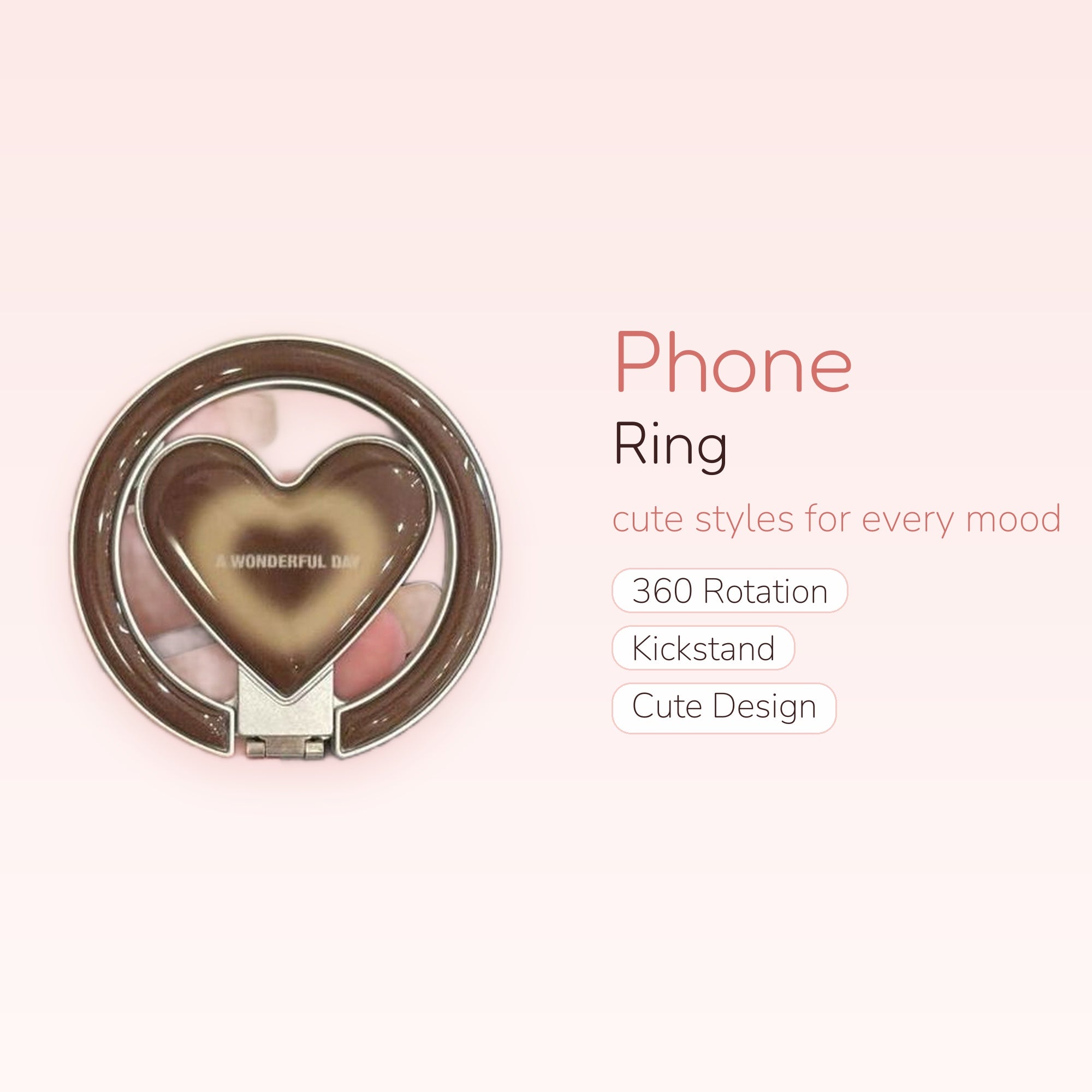 Kawaii Hello Kitty & Heart Phone Ring | Cute 360° Finger Holder Kickstand