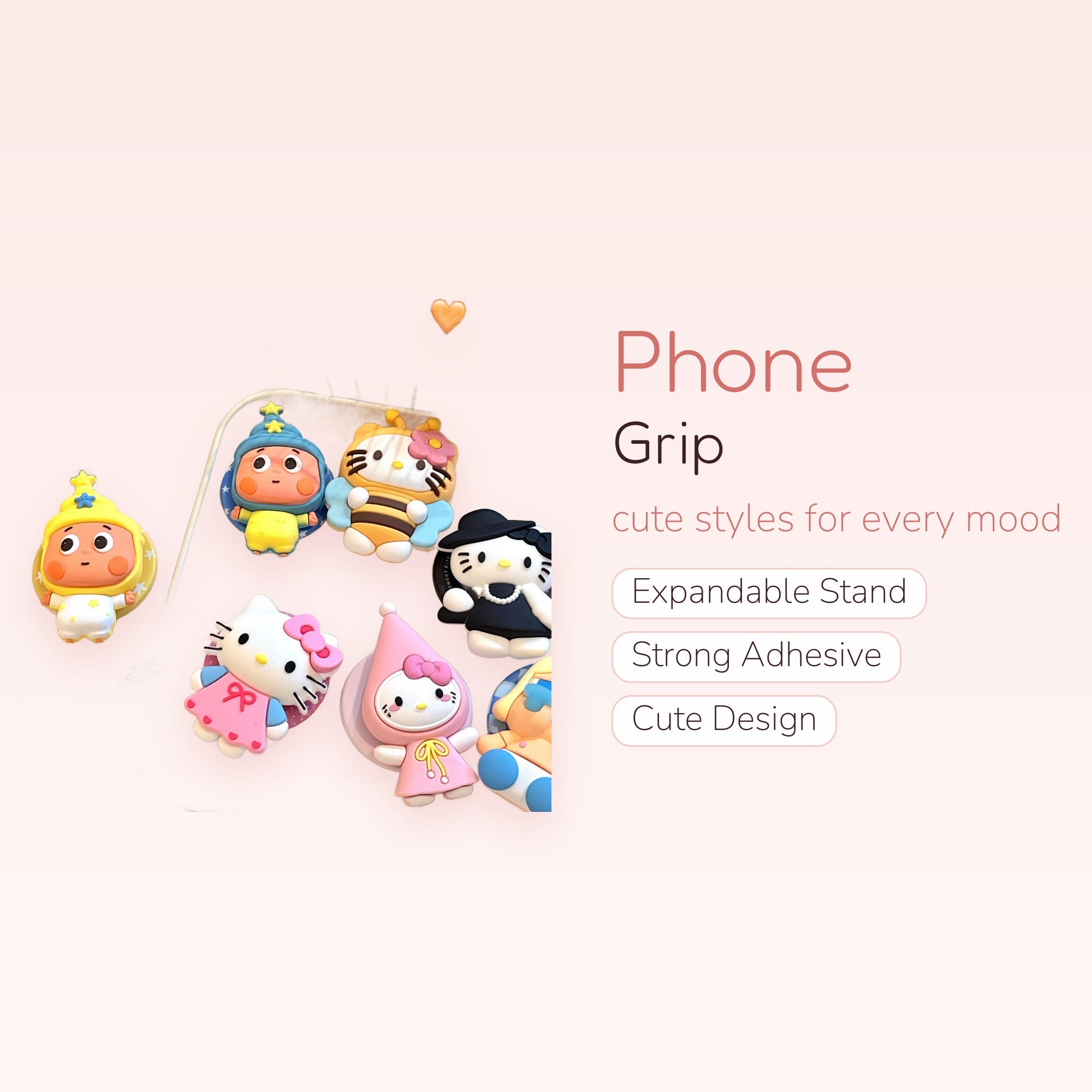 Kawaii Cartoon Character Phone Grips | Cute Silicone Pop Socket Stand