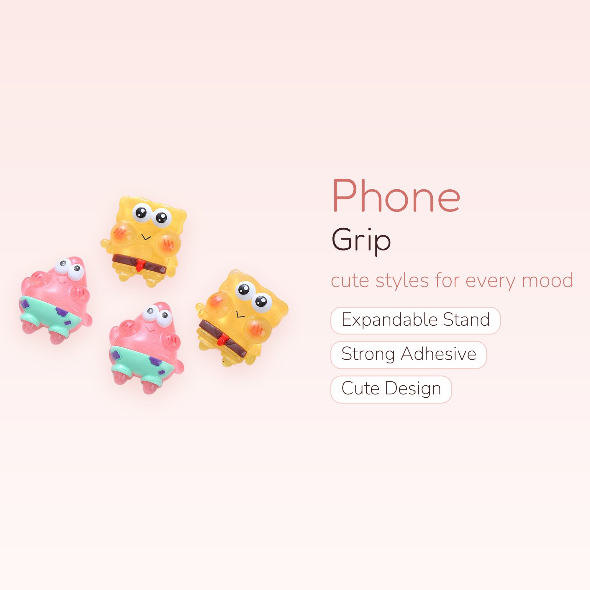 Cute Spongebob & Patrick Phone Grips | Kawaii Cartoon Character Pop Sockets