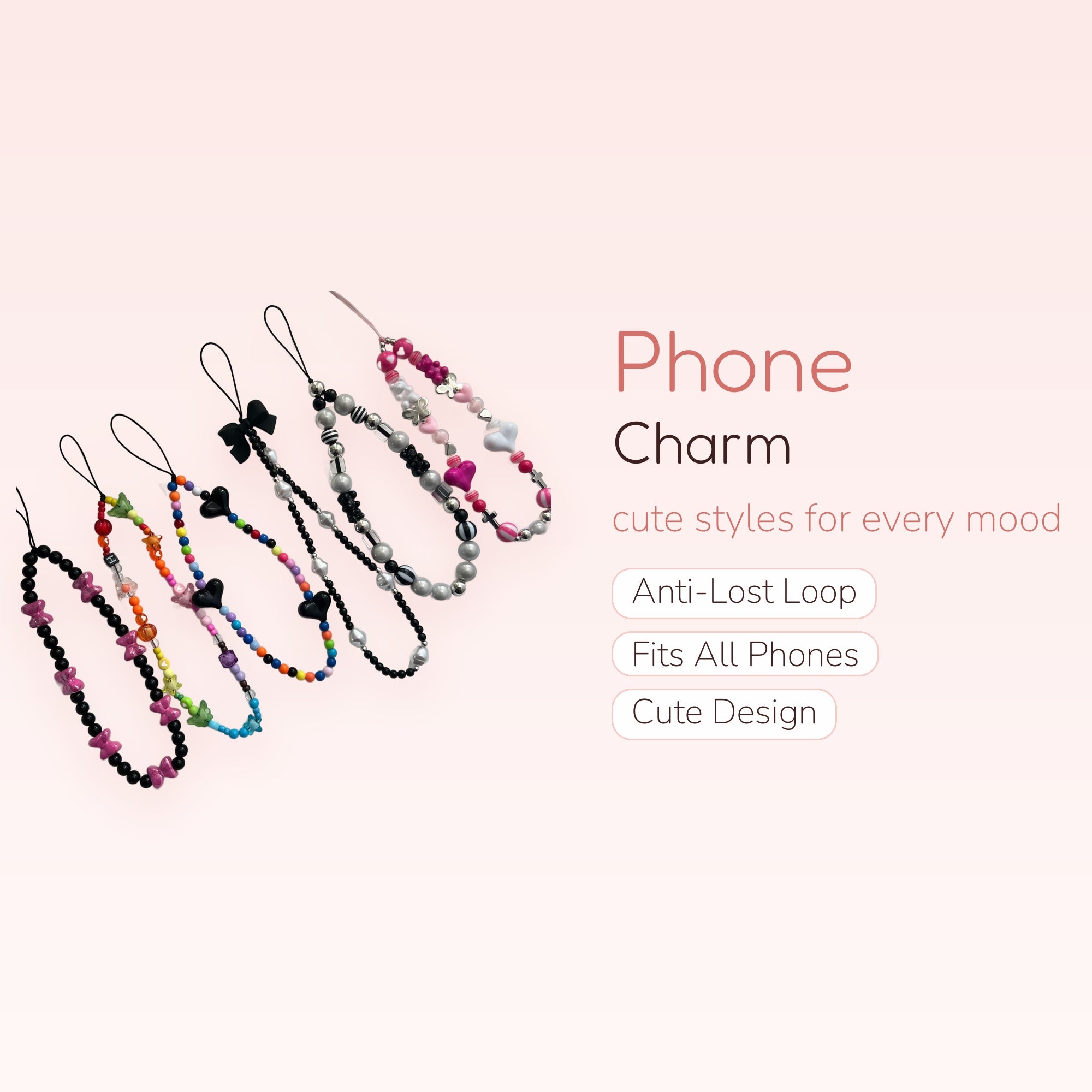 Aesthetic Beaded Phone Charm Straps | Cute Y2K Wrist Lanyards