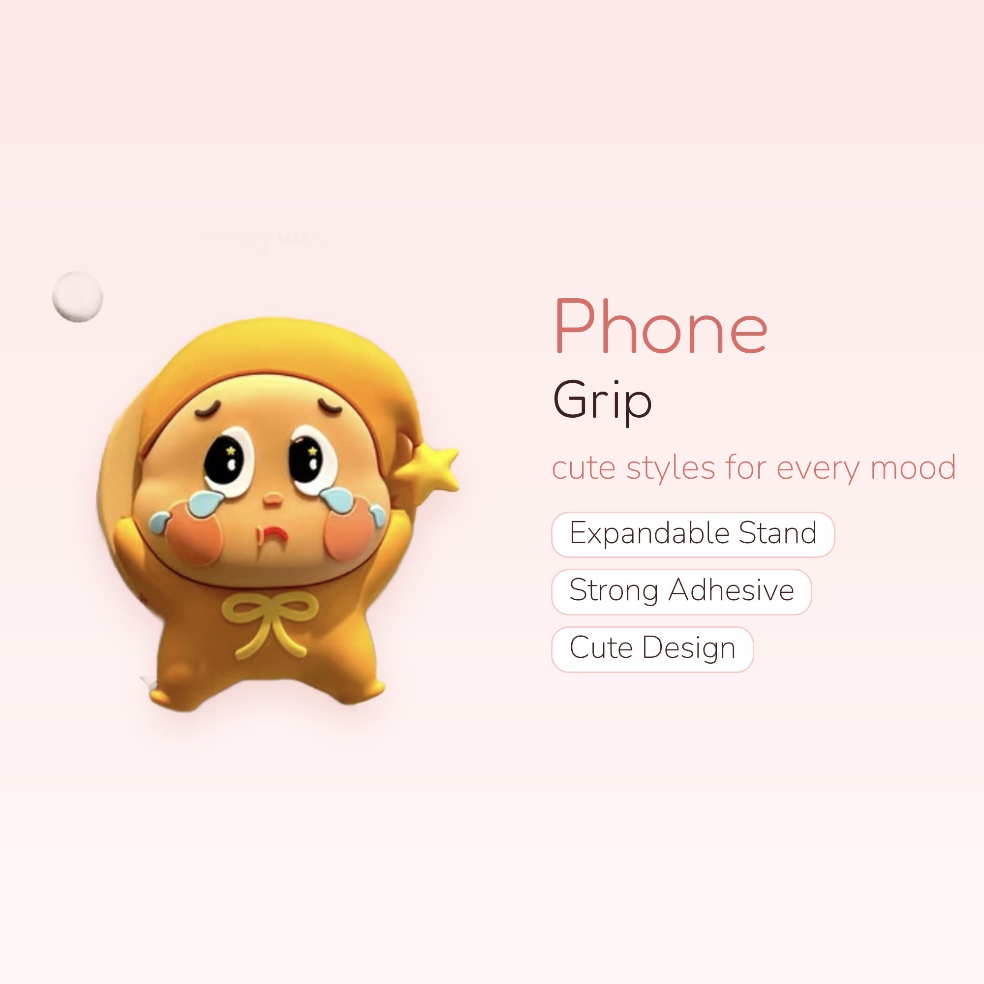Crying Kawaii Orange Character Phone Grip | Cute Instagram Post Pop Socket Stand