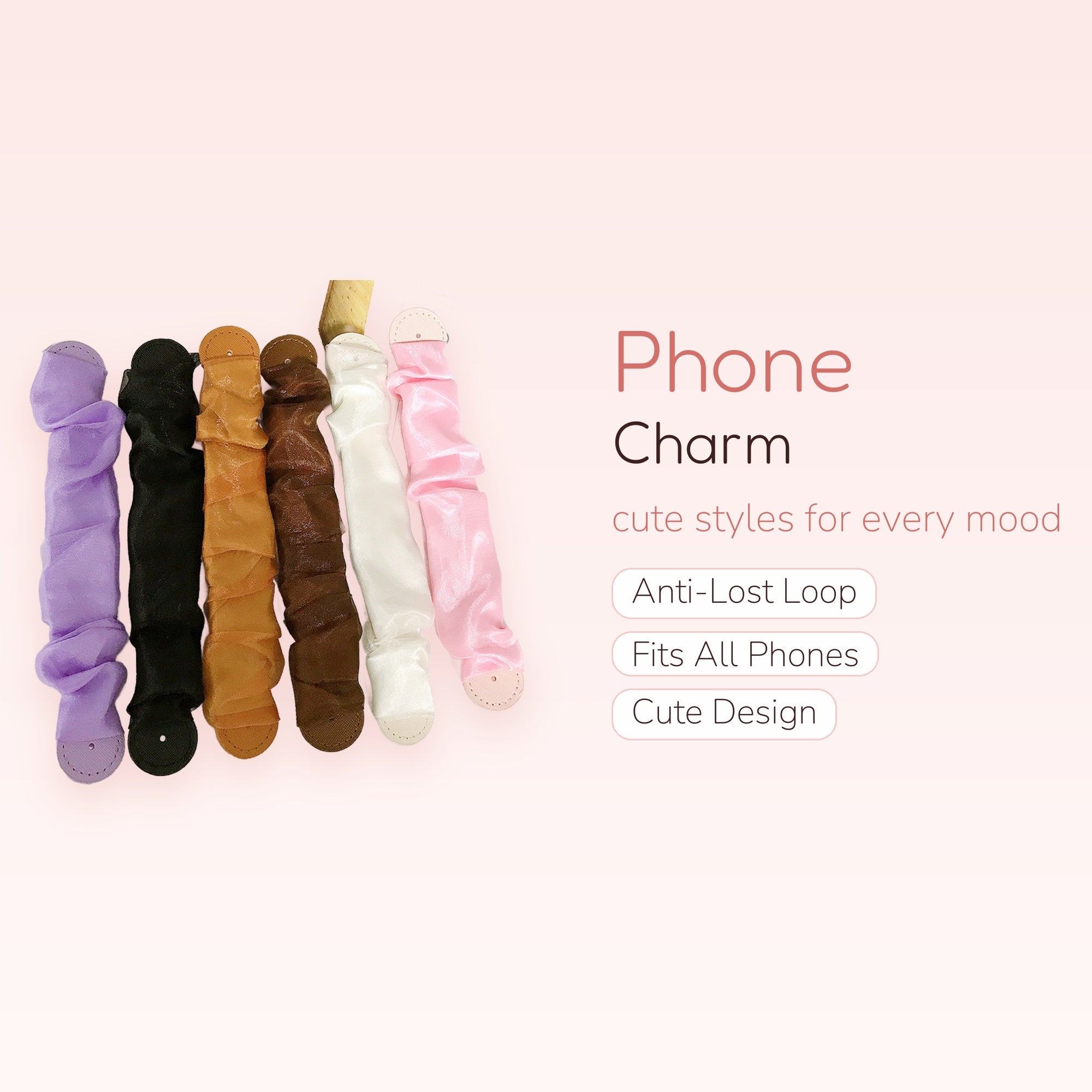Cute Scrunchie Phone Charm Straps | Aesthetic Fabric Wrist Lanyards