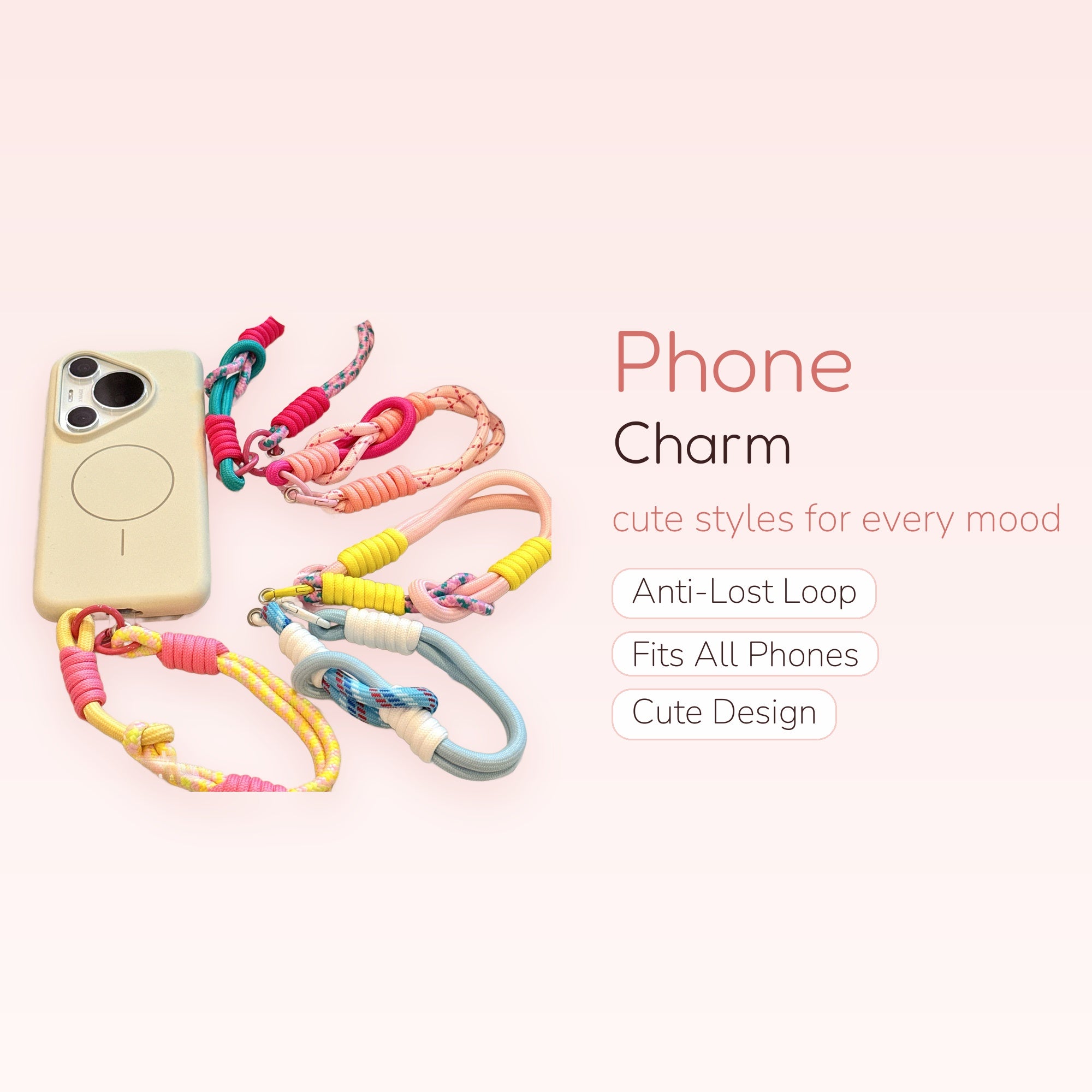 Colorful Braided Rope Phone Charm Wristlet | Aesthetic Knotted Hand Strap Lanyard