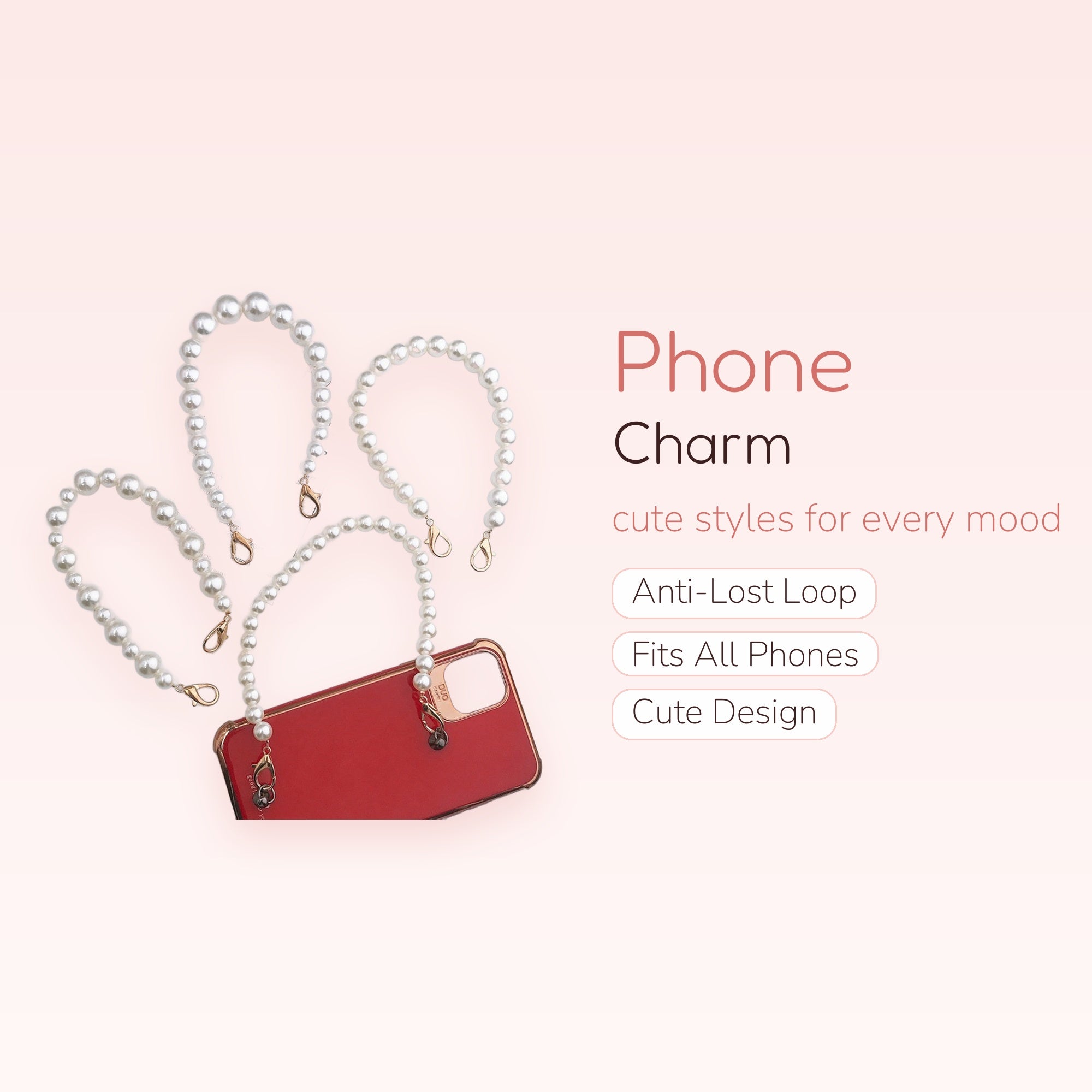 Elegant Pearl Phone Charm Lanyard | Chic Beaded Wrist Strap for Phone Case