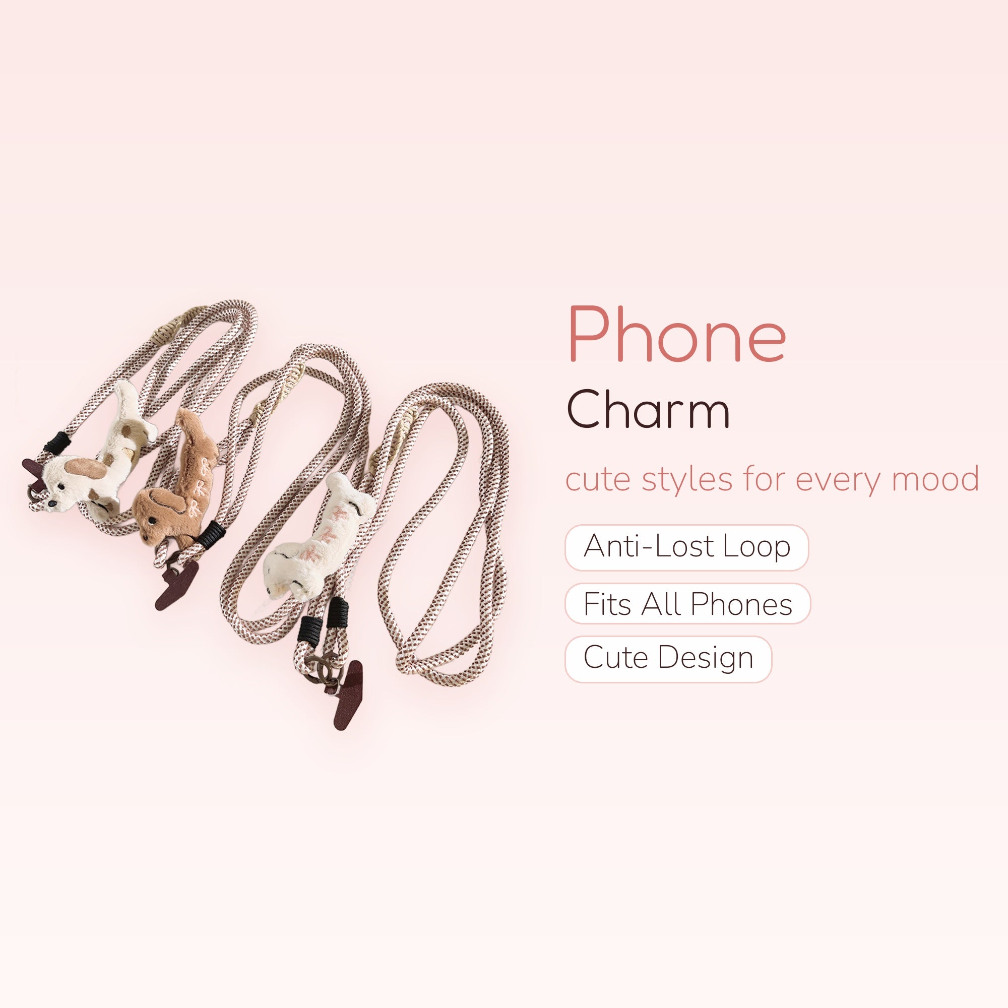 Cute Plush Puppy Dog Phone Charm Lanyard | Aesthetic Crossbody Strap