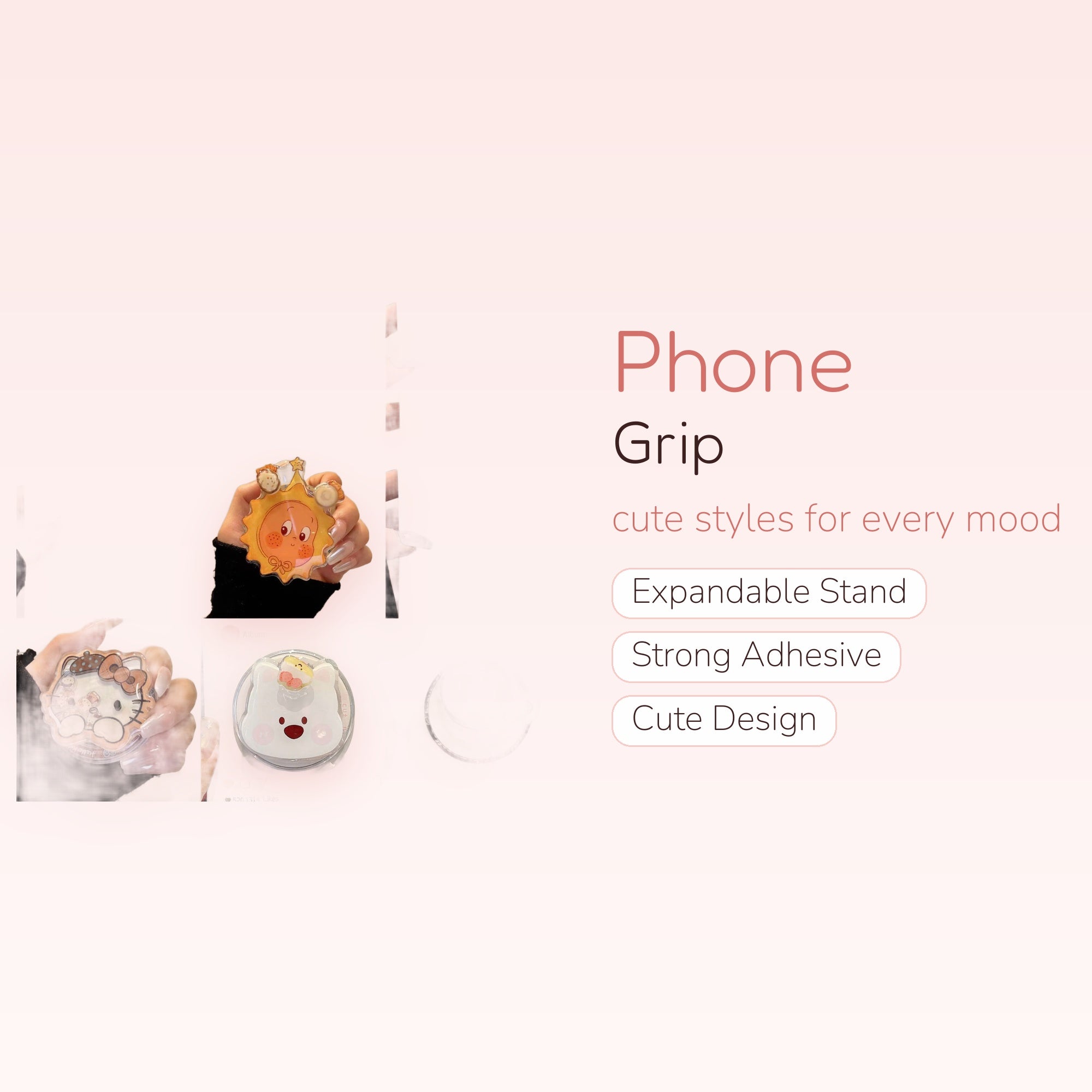 Cute Cartoon Character Phone Grip | Kawaii Pop Socket Stand for Girls