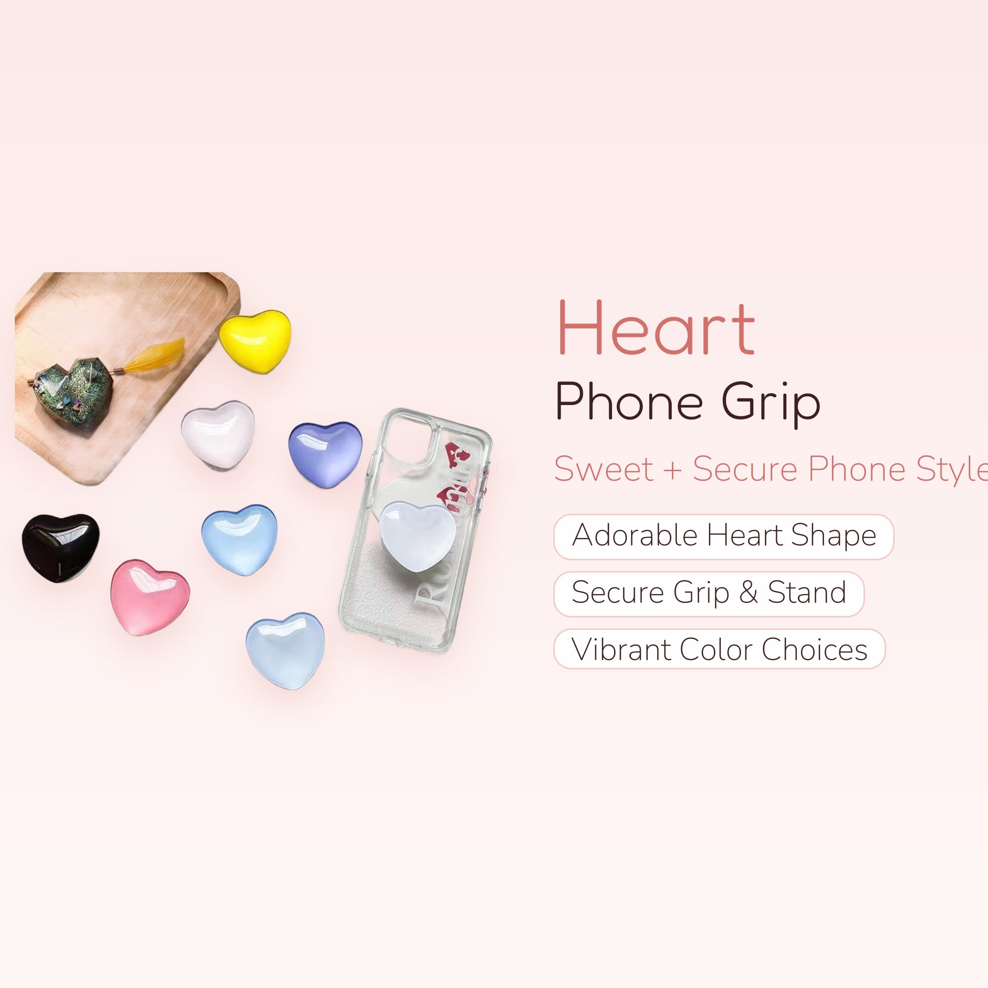 Cute Heart Phone Grip Stand | Kawaii Pop Socket for Phones
