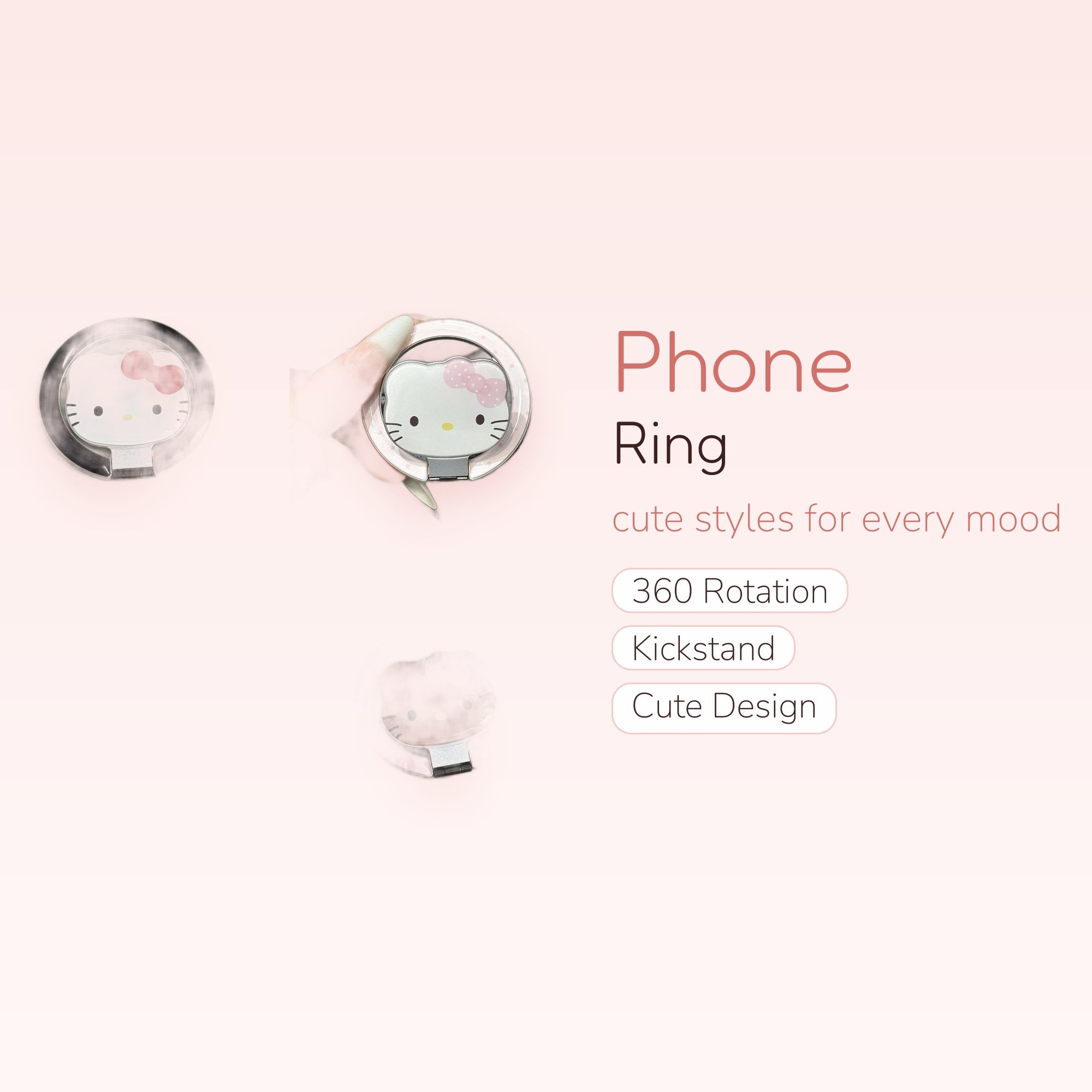 Kawaii Hello Kitty Phone Ring | Cute Sanrio Character Finger Holder Kickstand