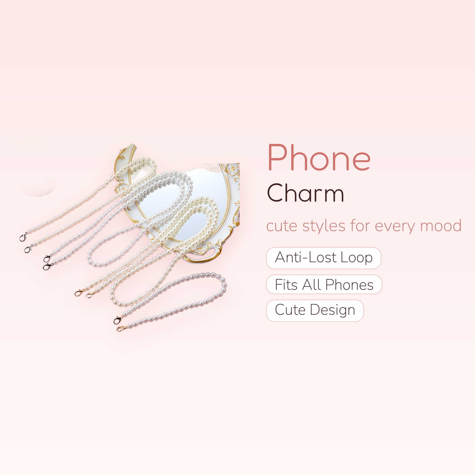 Elegant Pearl Phone Charm Strap | Classic Beaded Lanyard for Phone