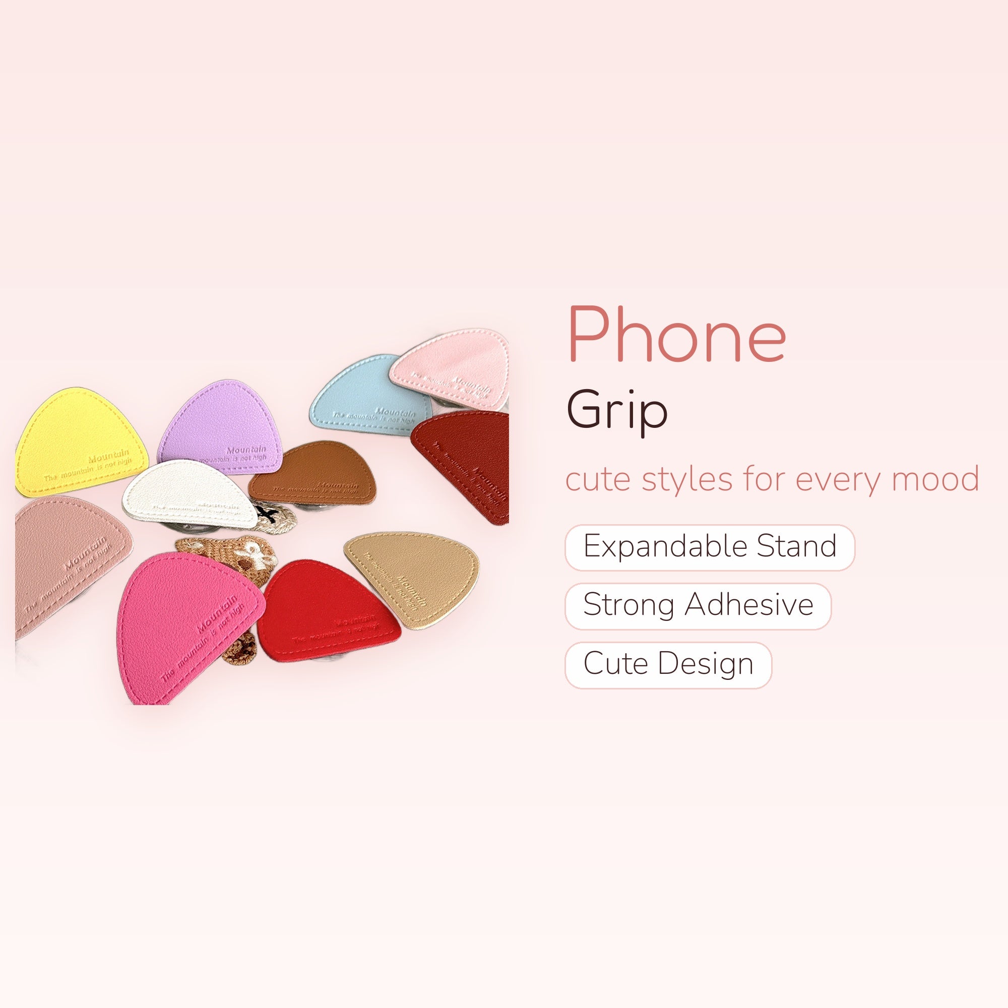 Pastel Mountain Phone Grip | Kawaii Faux Leather Pop Socket Stand