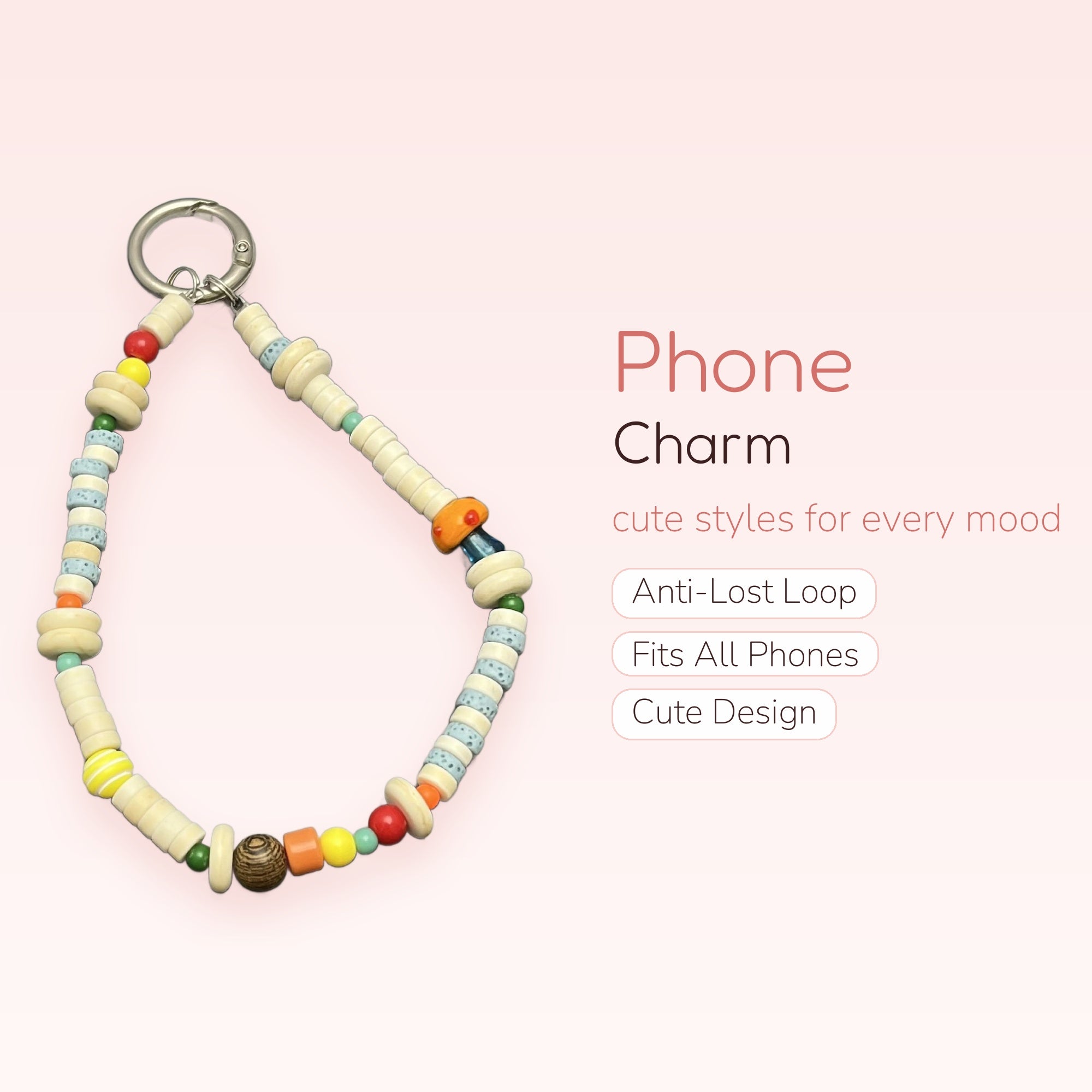 Colorful Beaded Phone Charm Strap | Aesthetic Y2K Wrist Lanyard