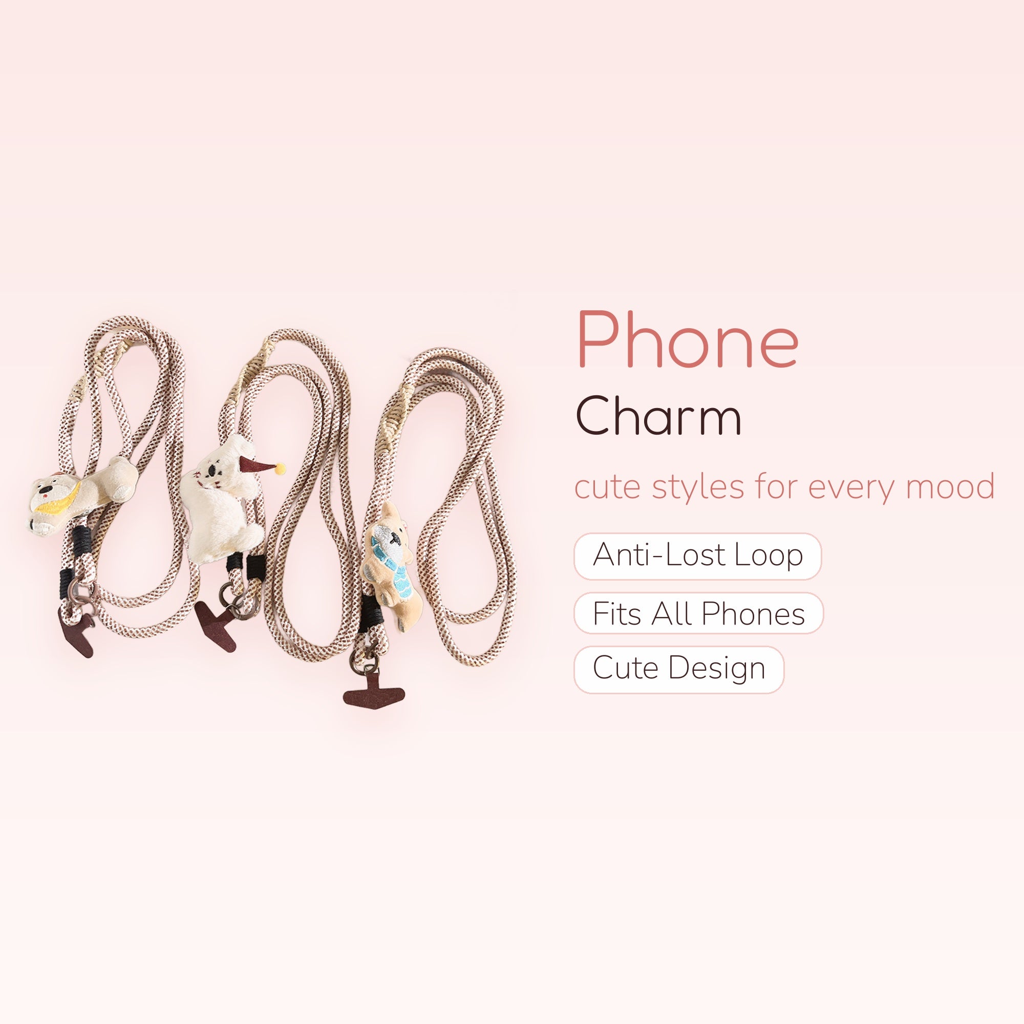 Cute Animal Plush Phone Lanyard | Kawaii Braided Rope Crossbody Phone Strap