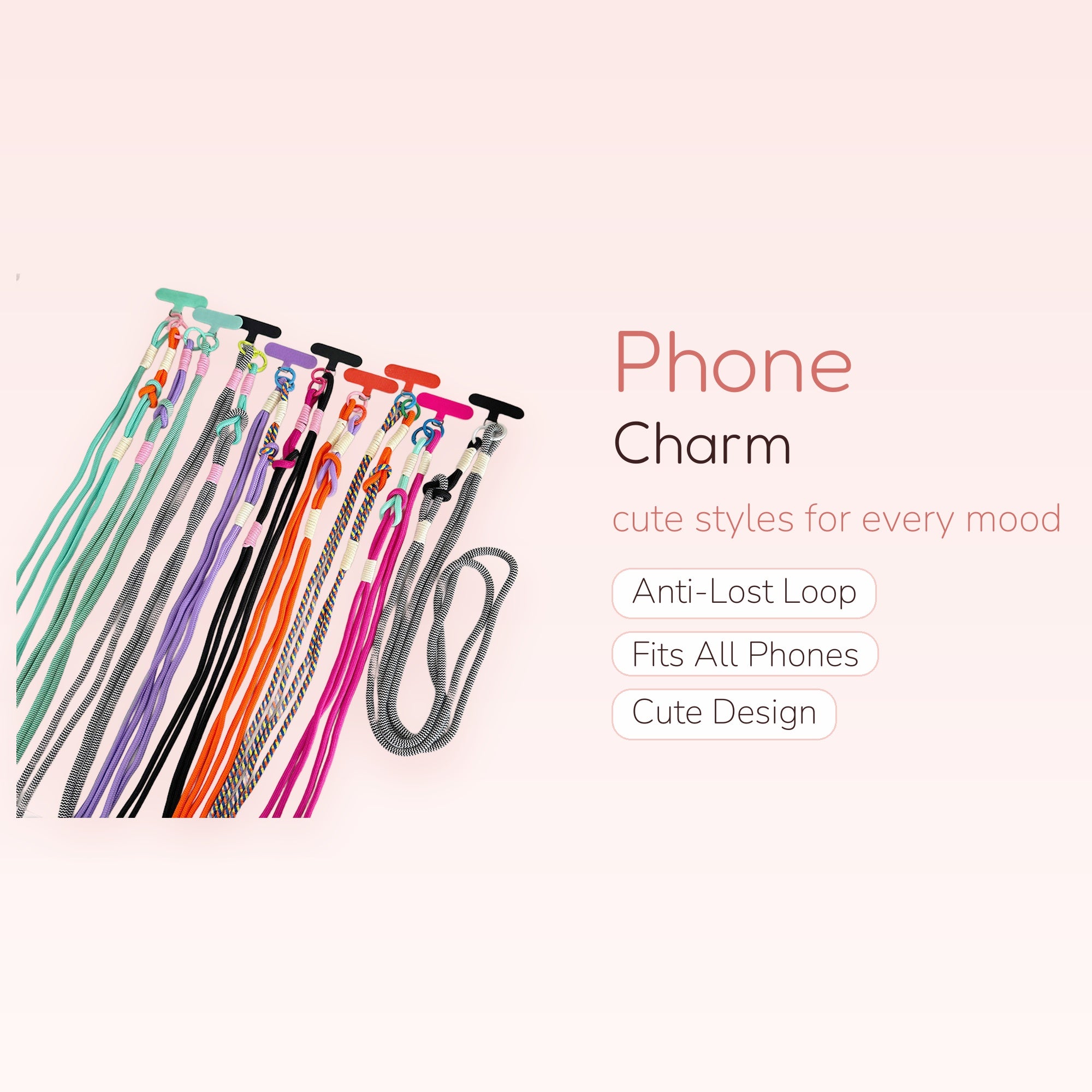 Colorful Braided Rope Phone Charm Lanyard | Adjustable Crossbody Phone Strap
