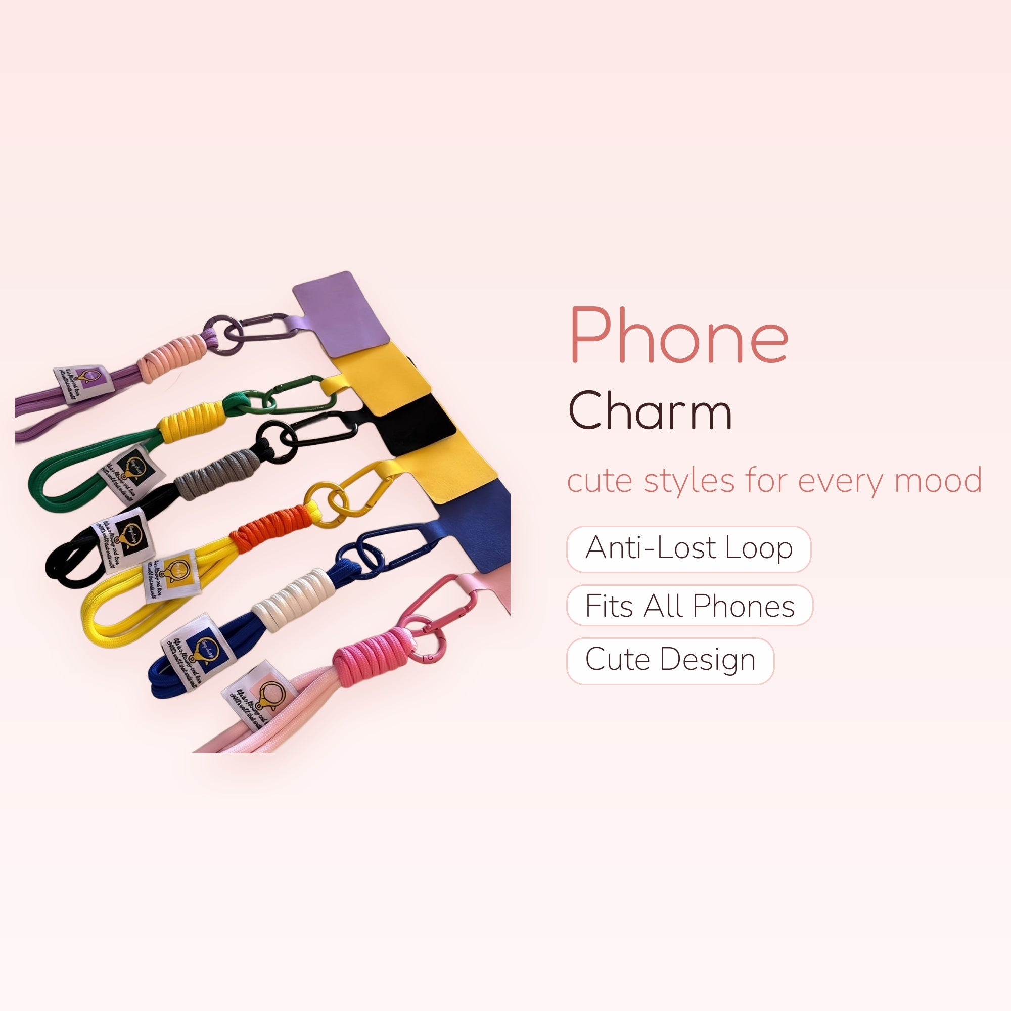 Colorful Braided Rope Phone Charm Strap | Aesthetic Wrist Lanyard with Carabiner Clip
