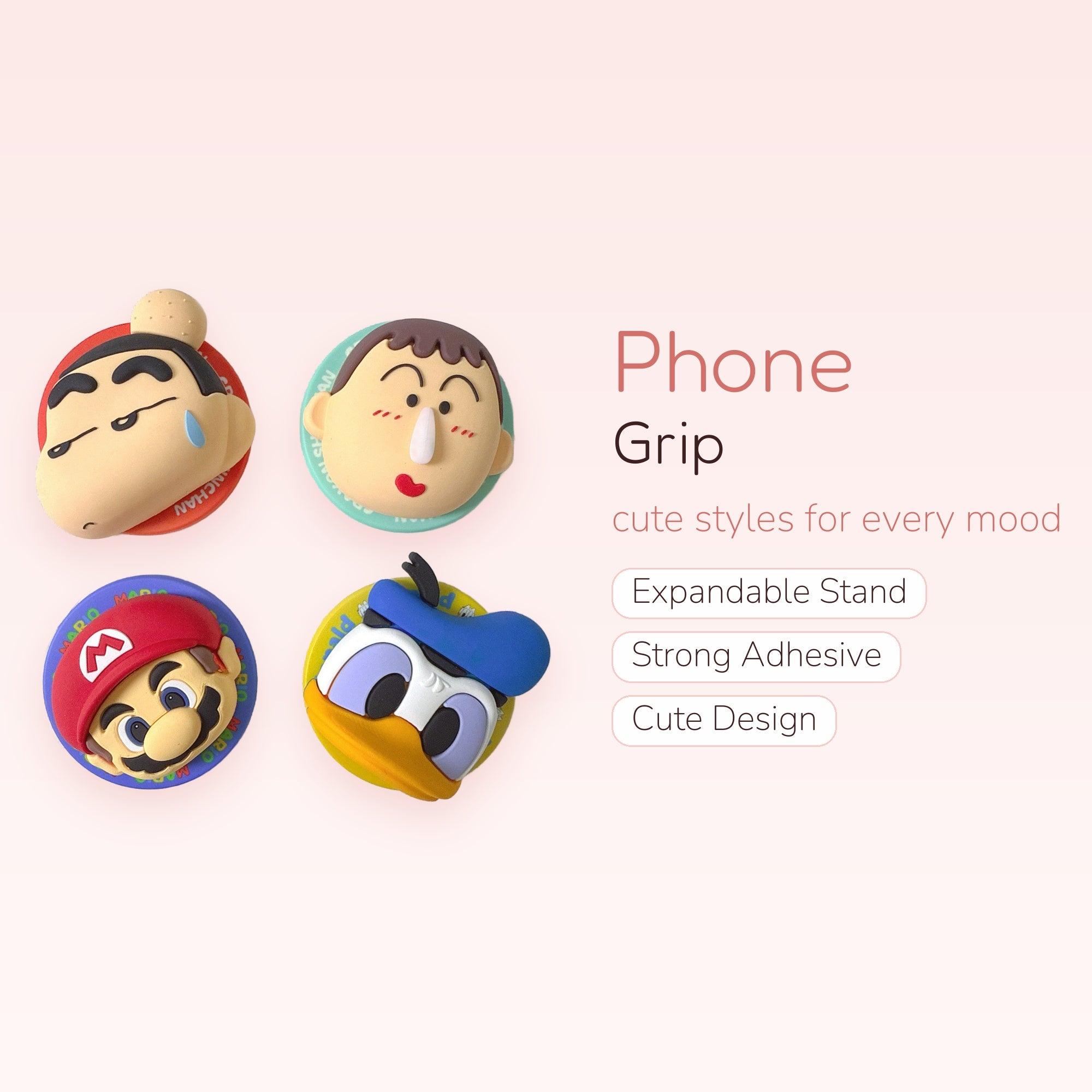 Cute Cartoon Character Phone Grips | Kawaii Silicone Pop Sockets