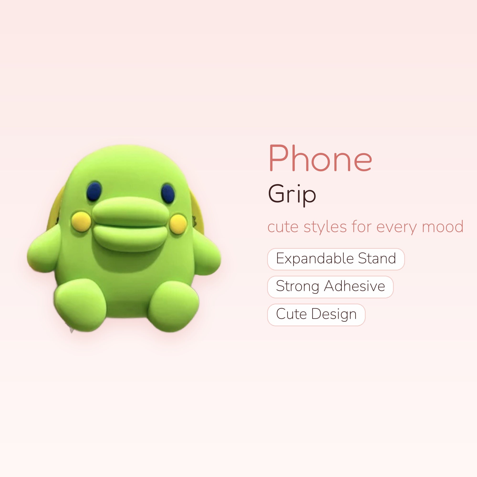 Cute Green Duck Phone Grip | Kawaii Pop Socket Stand for Phones