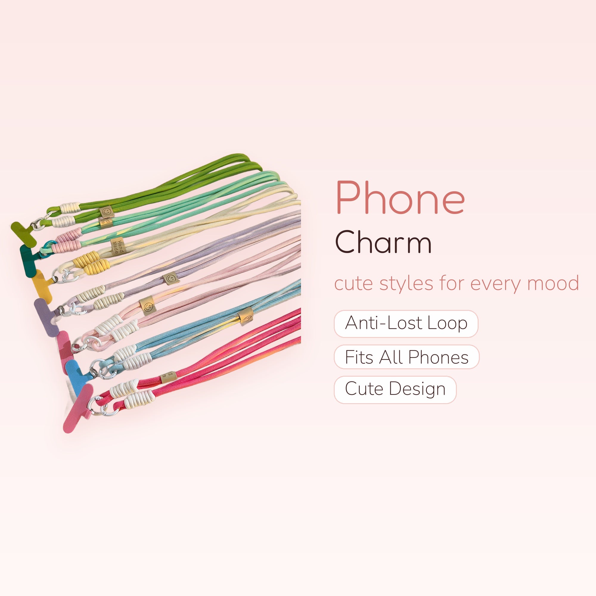 Pastel Rainbow Phone Lanyard Strap | Cute Adjustable Crossbody Phone Charm