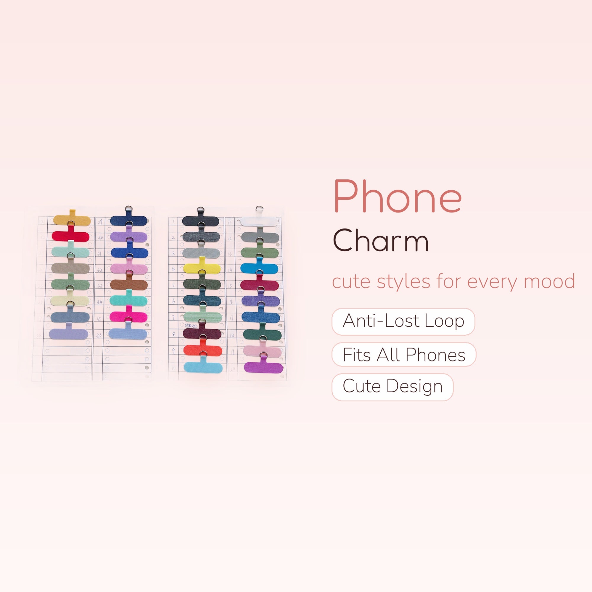 Colorful Phone Charm Tabs | Aesthetic Phone Strap Attachment for Charms