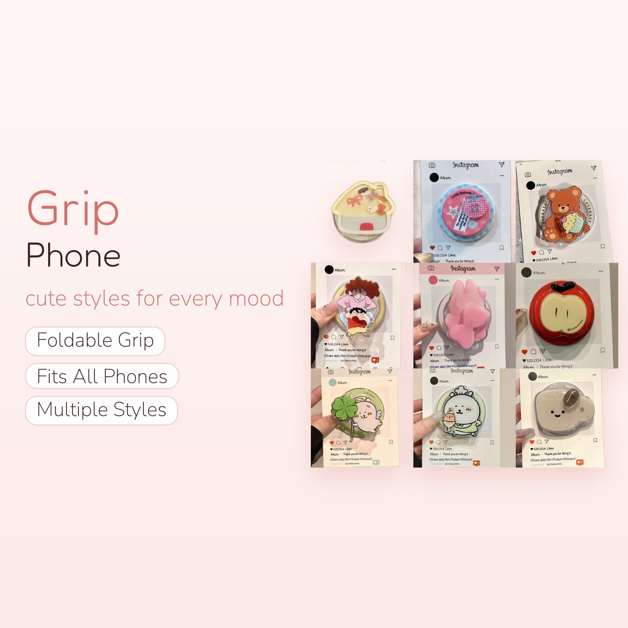 SIMPLYBUBBI — Cute Assorted Designs Phone Grip | Pop Socket Holder & Stand