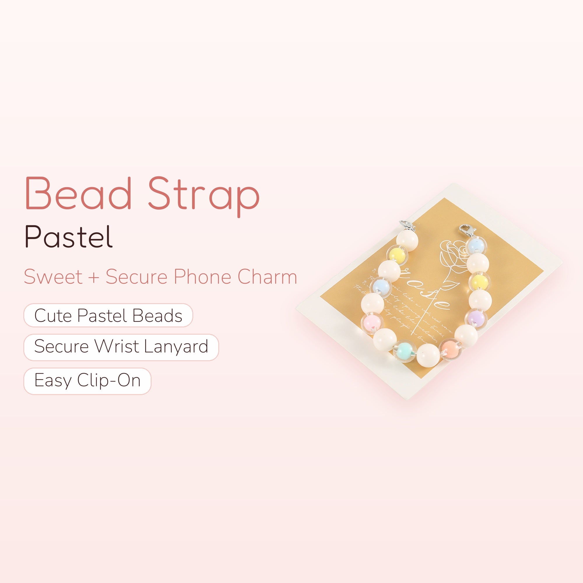 Babe Vibes — Pastel Bead Phone Charm Wrist Strap