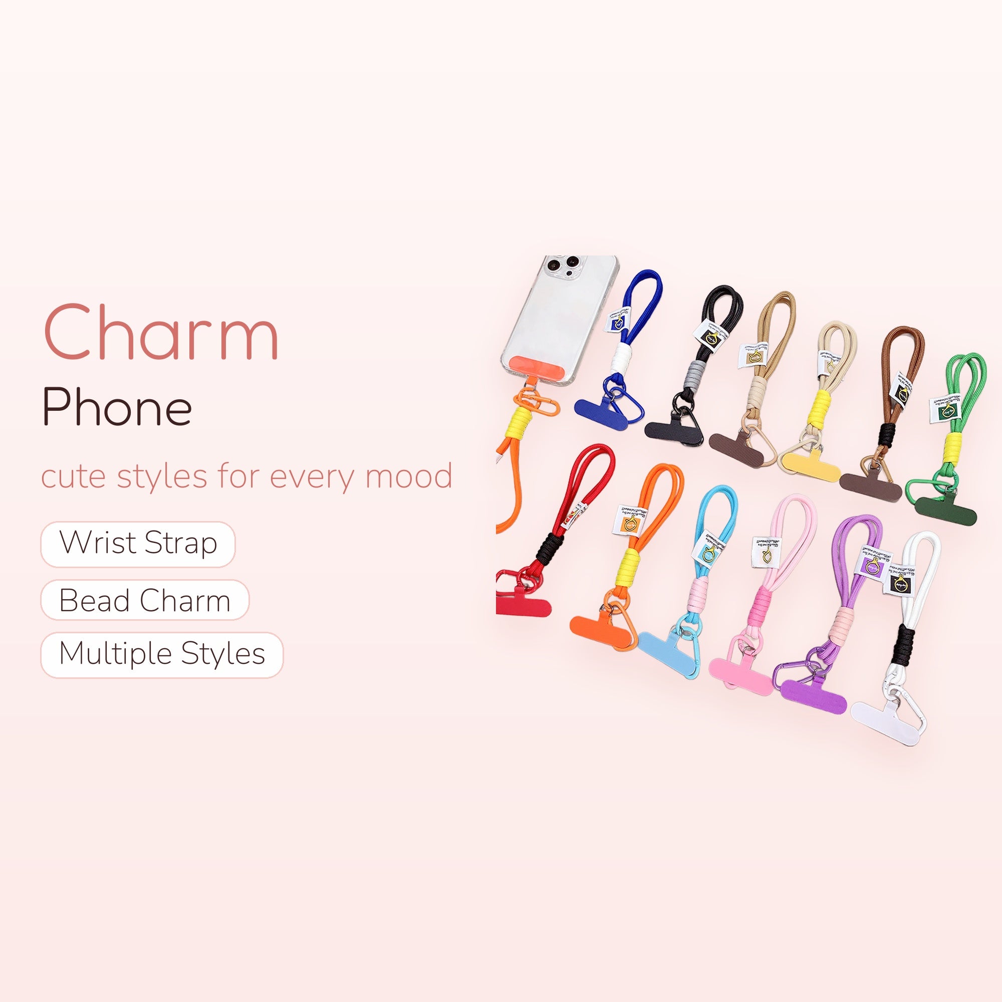 Colorful Braided Rope Phone Charm Strap | Aesthetic Wrist Lanyard with Carabiner Clip