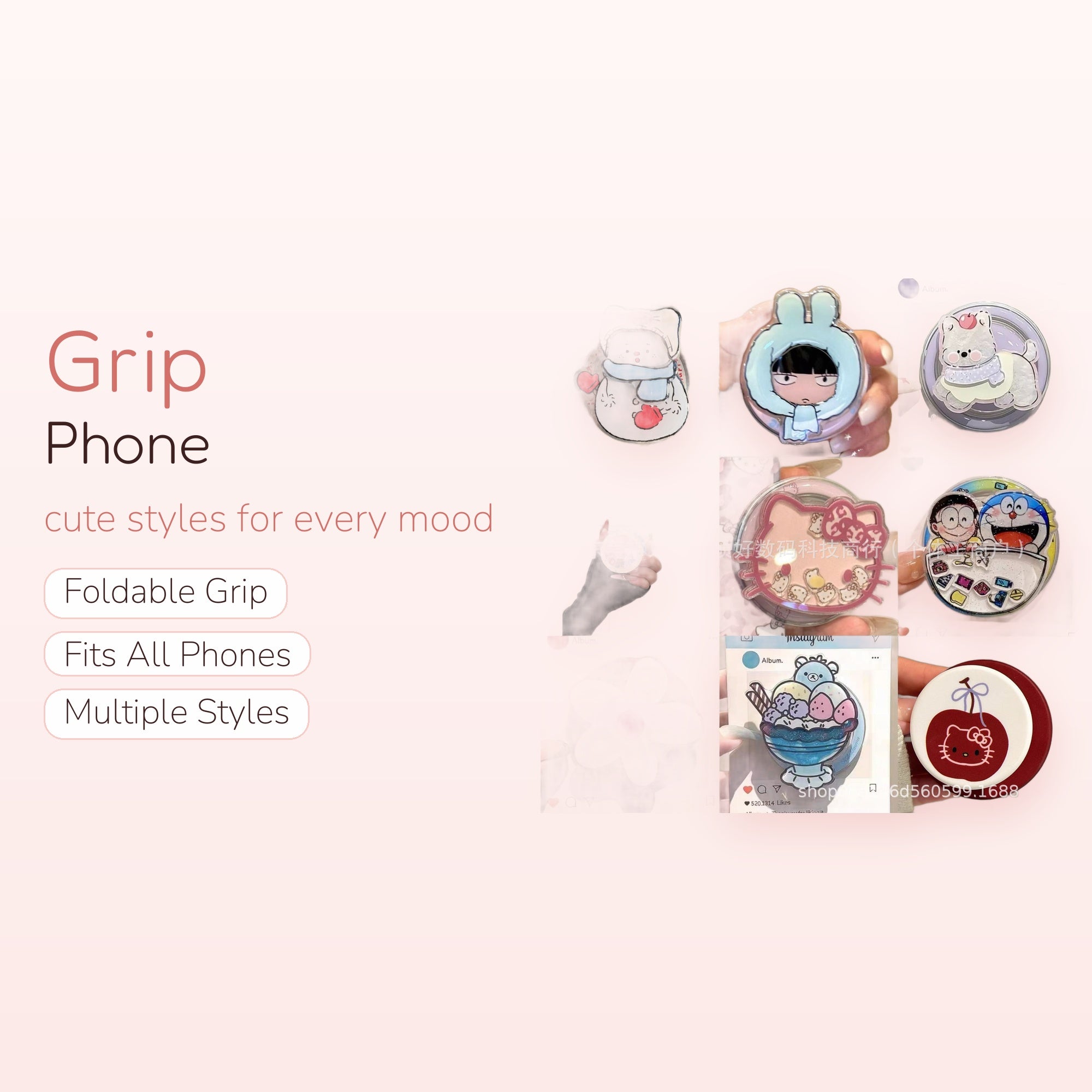 SIMPLYBUBBI — Assorted Cartoon Phone Grip | Cute Pop Stand Mount