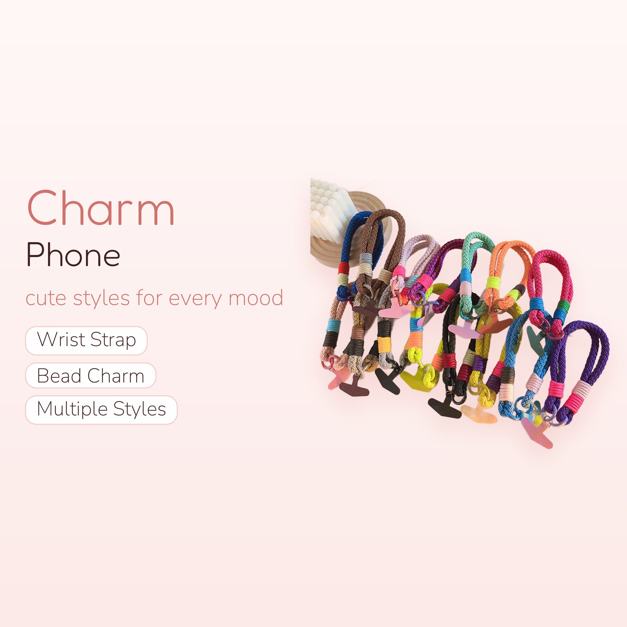 Colorful Braided Rope Phone Charm | Aesthetic Wrist Lanyard Strap