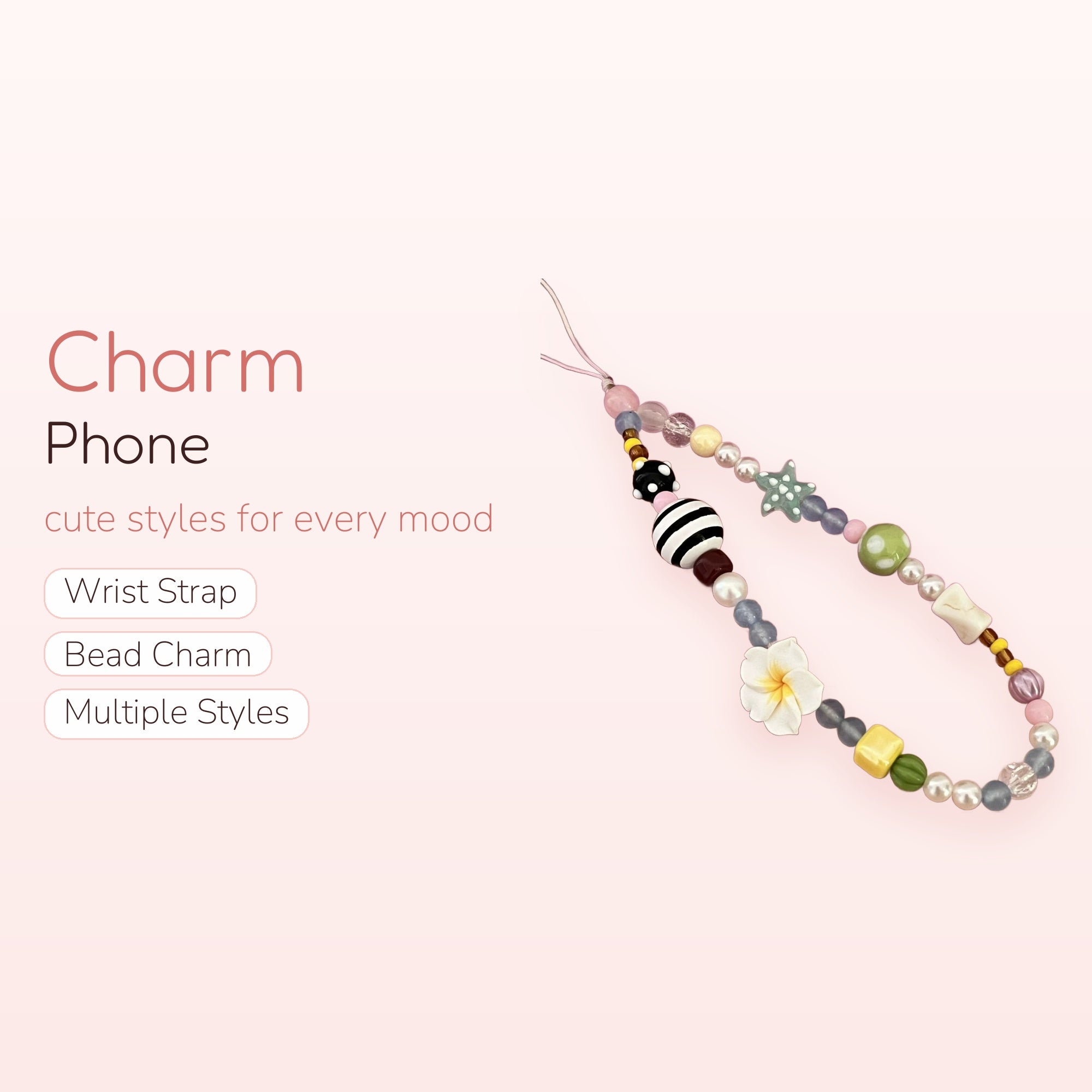 Ballerina — Pearl & Bow Phone Charm Wrist Lanyard