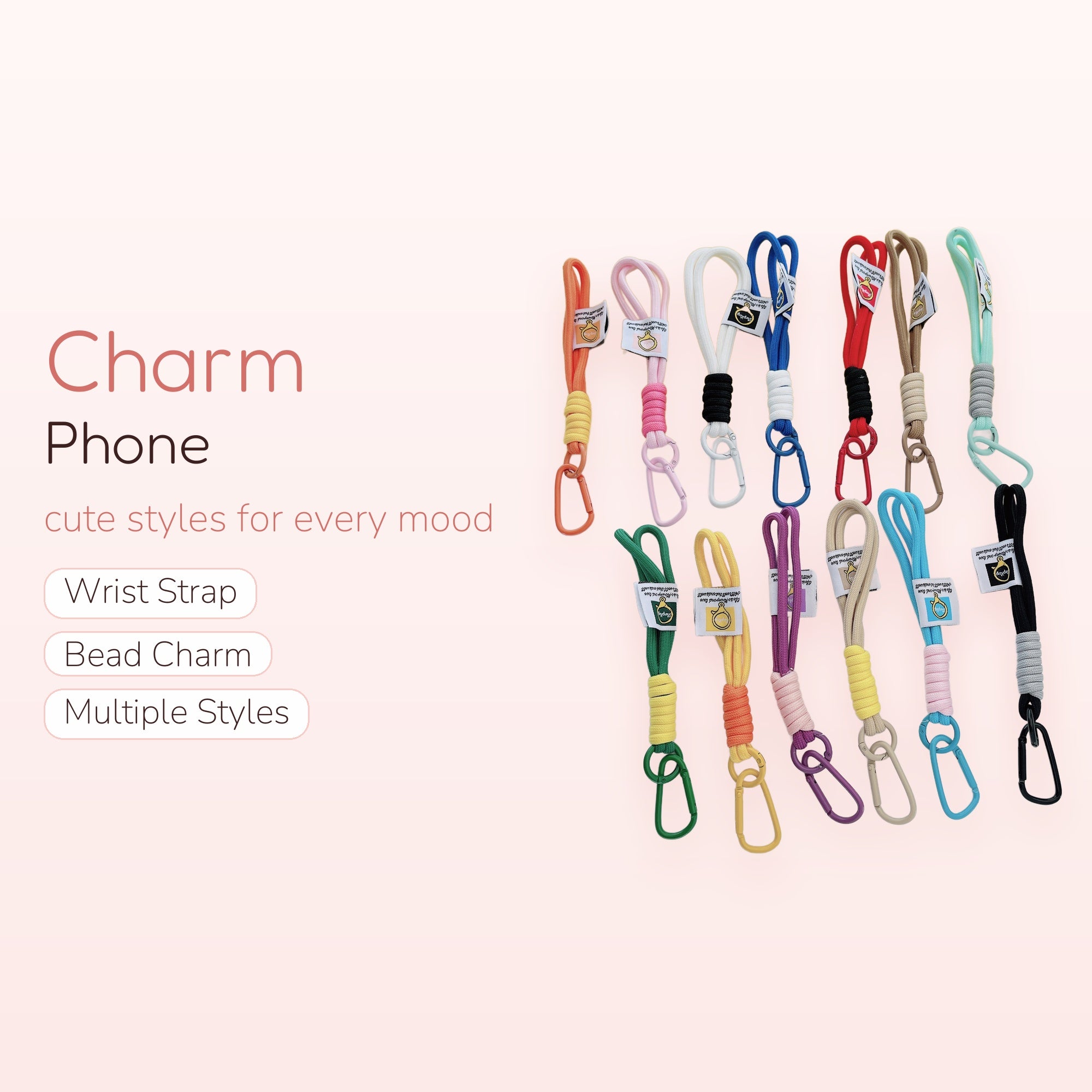 Colorful Braided Rope Phone Wrist Strap | Aesthetic Keychain Lanyard with Carabiner
