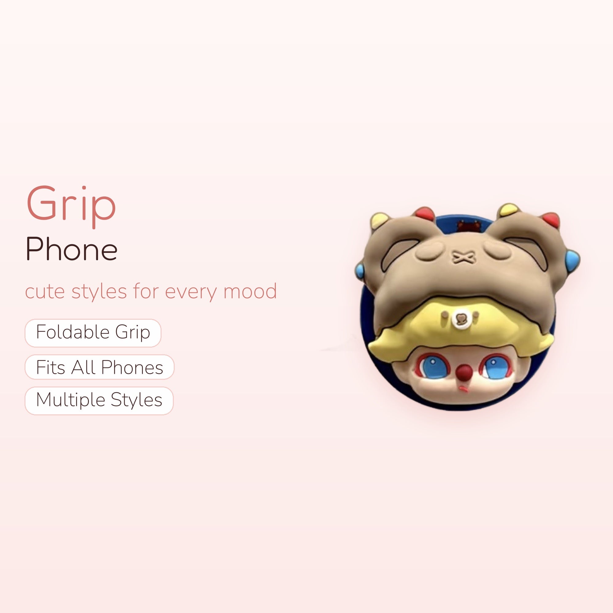 Kawaii Cartoon Character Phone Grip | Cute Anime Pop Socket Stand