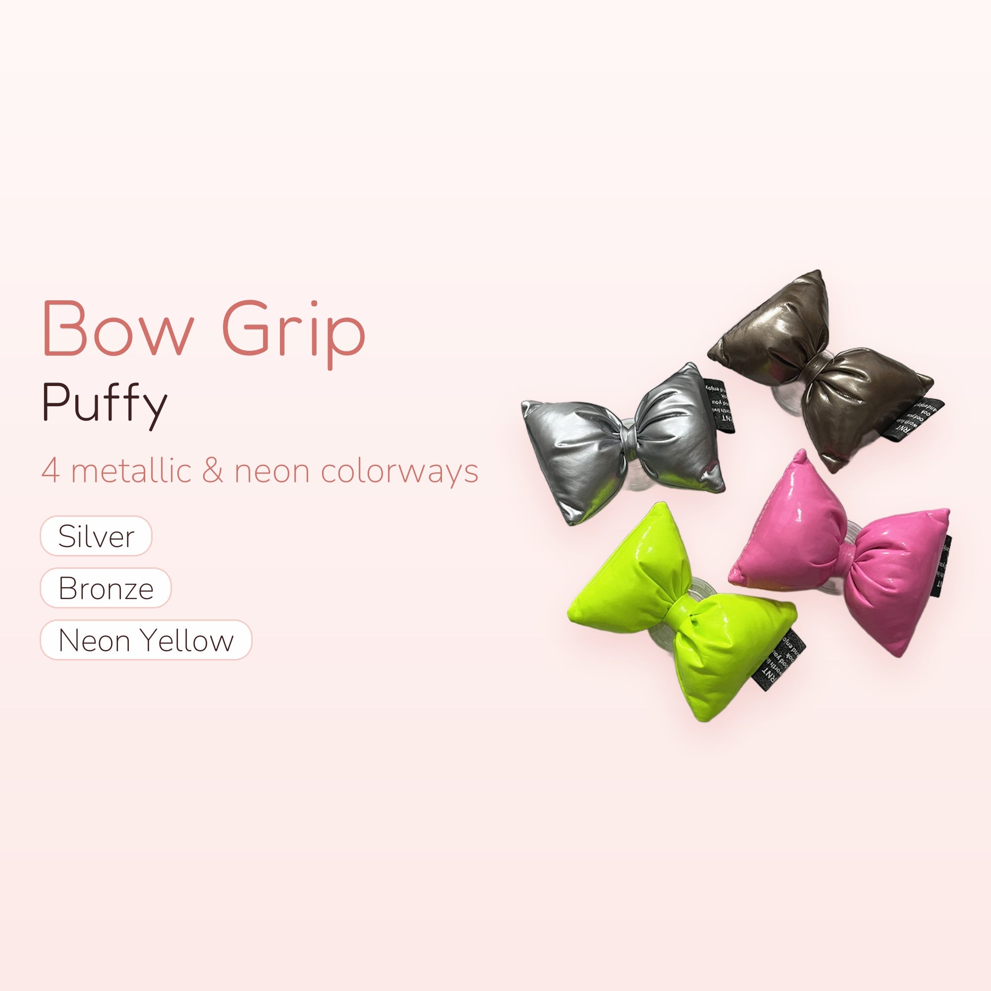 Puffy Bow Phone Grip | Metallic PVC Expandable Stand
