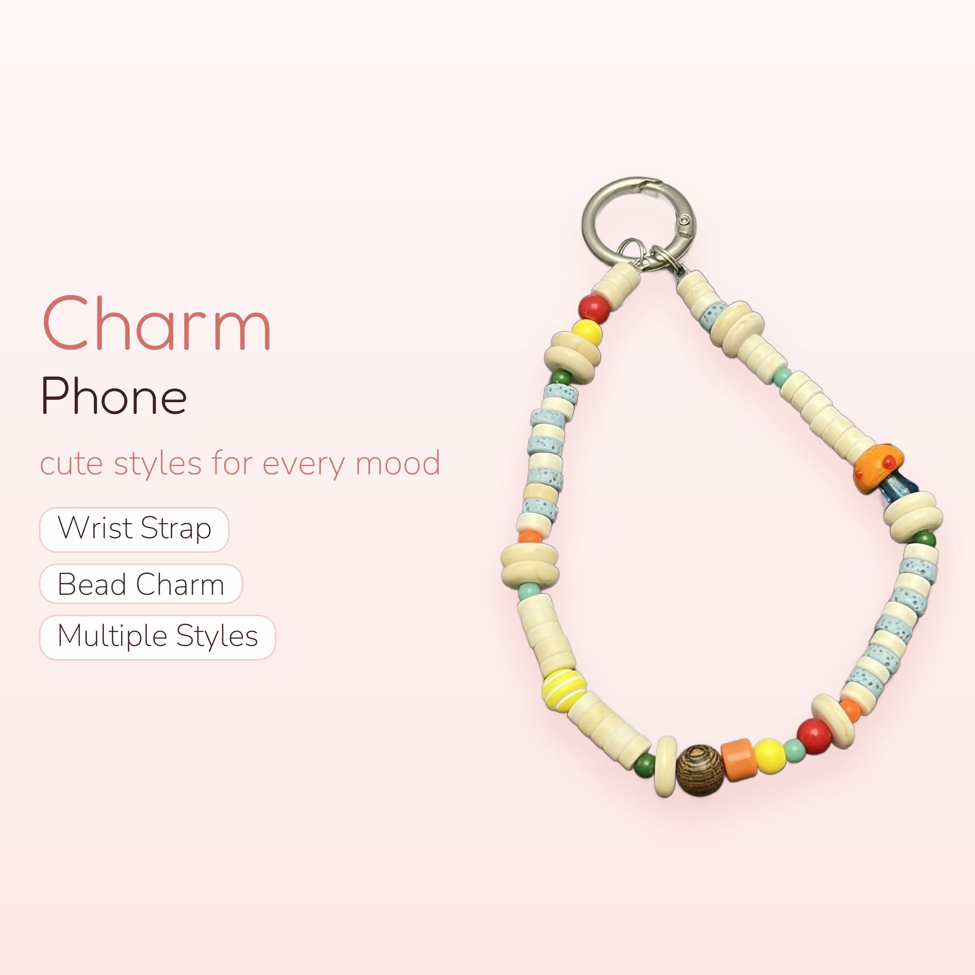 Colorful Beaded Phone Charm Strap | Aesthetic Y2K Wrist Lanyard