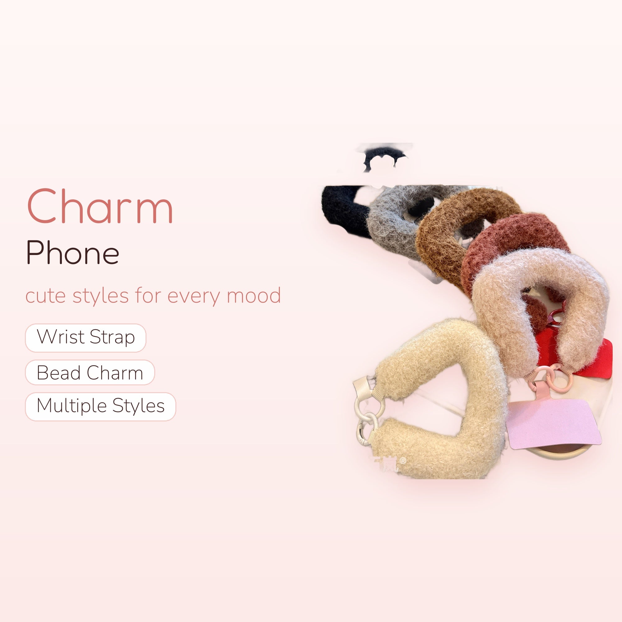 Fluffy U-Shaped Wrist Phone Charm | Cozy Plush Hand Strap for Winter
