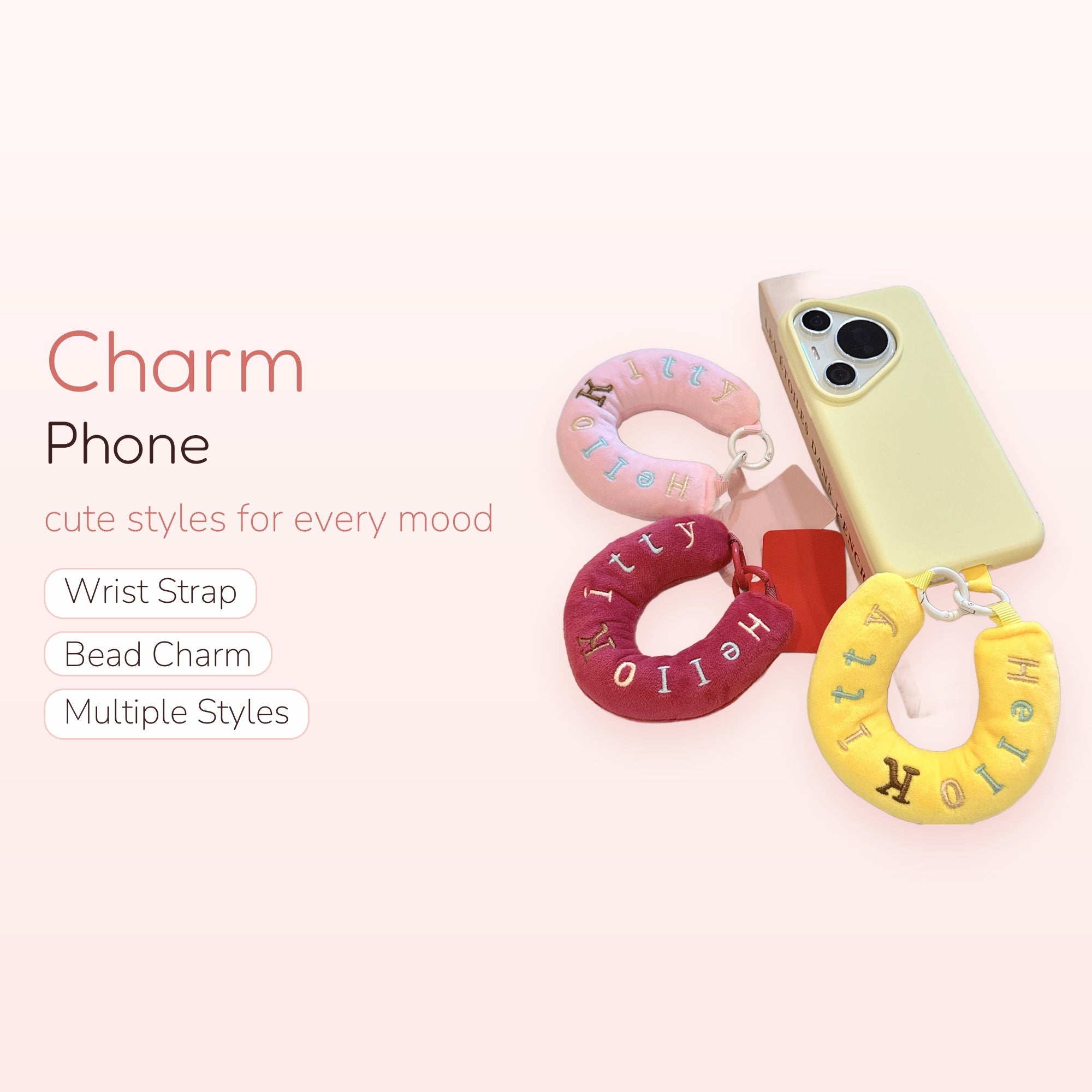 Cute Hello Kitty Plush U-Shaped Phone Charm | Aesthetic Soft Keychain Lanyard